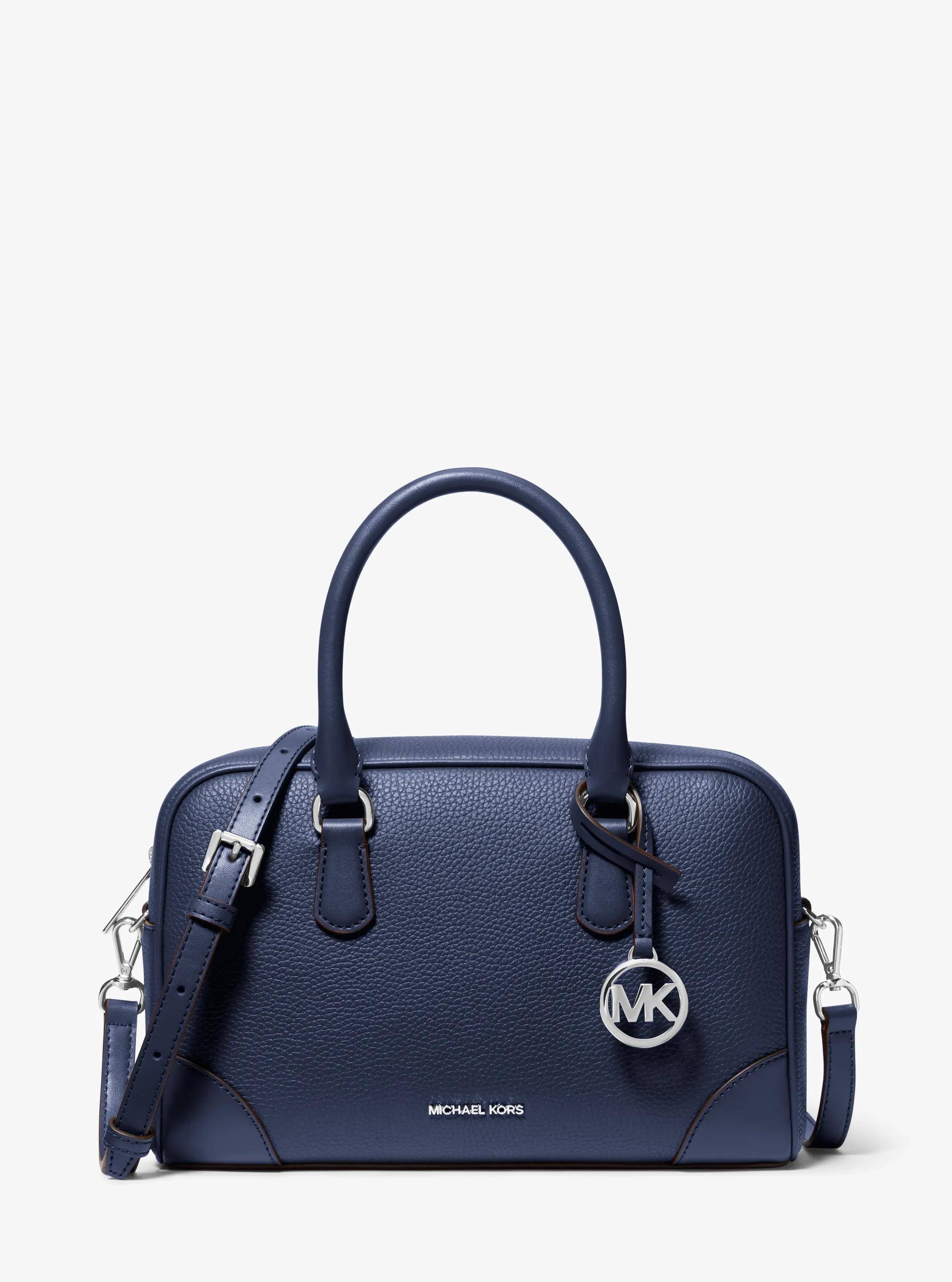 Thompson Medium Pebbled Leather Satchel in NAVY | Michael Kors