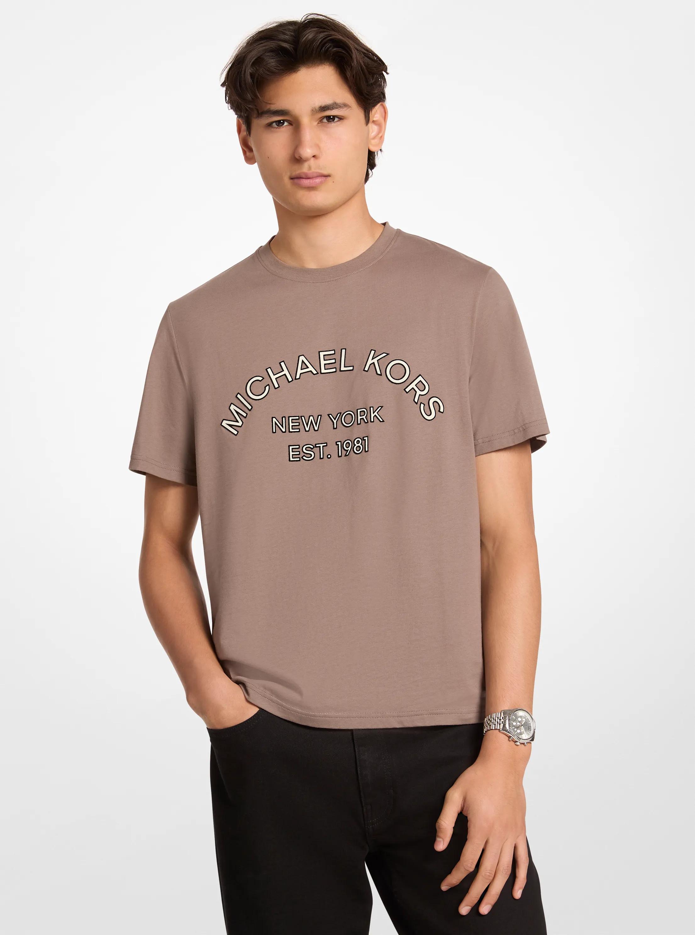 Graphic Logo Cotton Jersey T-Shirt in MUSHROOM | Michael Kors