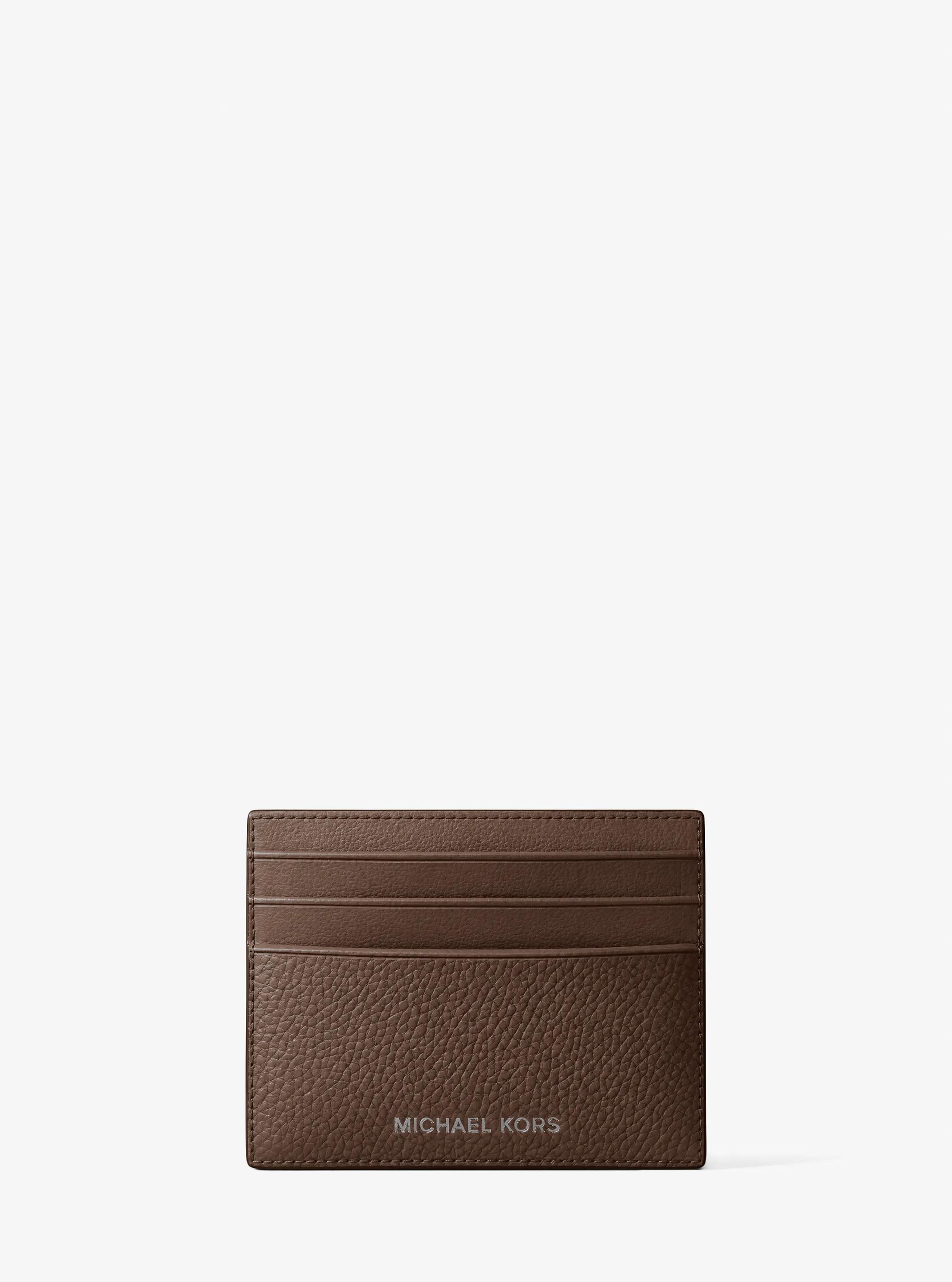 Cooper Pebbled Leather Card Case in NUTMEG | Michael Kors