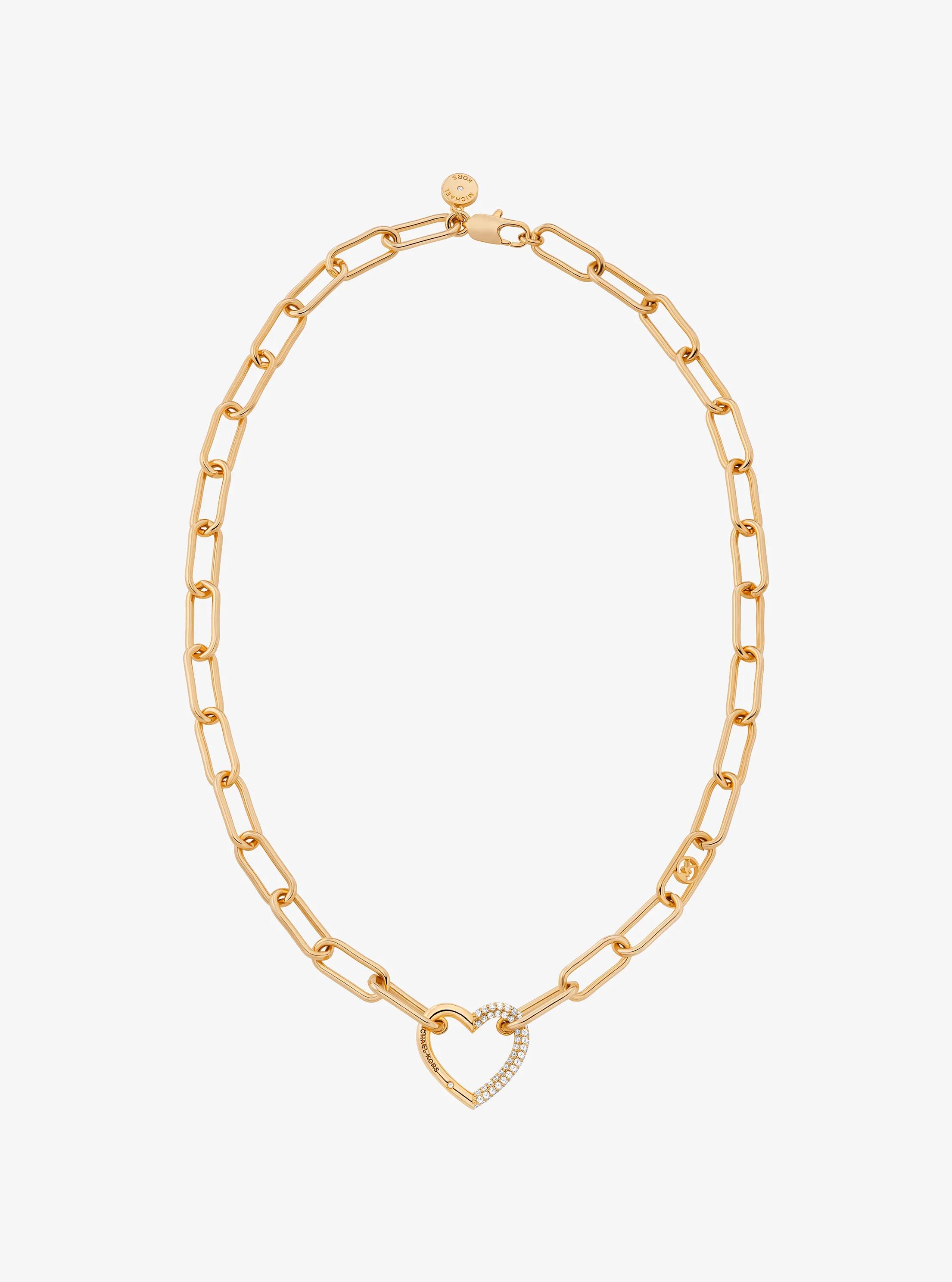 Collier &agrave; maillons en forme de c&oelig;ur et &agrave; pav&eacute; in OR | Michael Kors