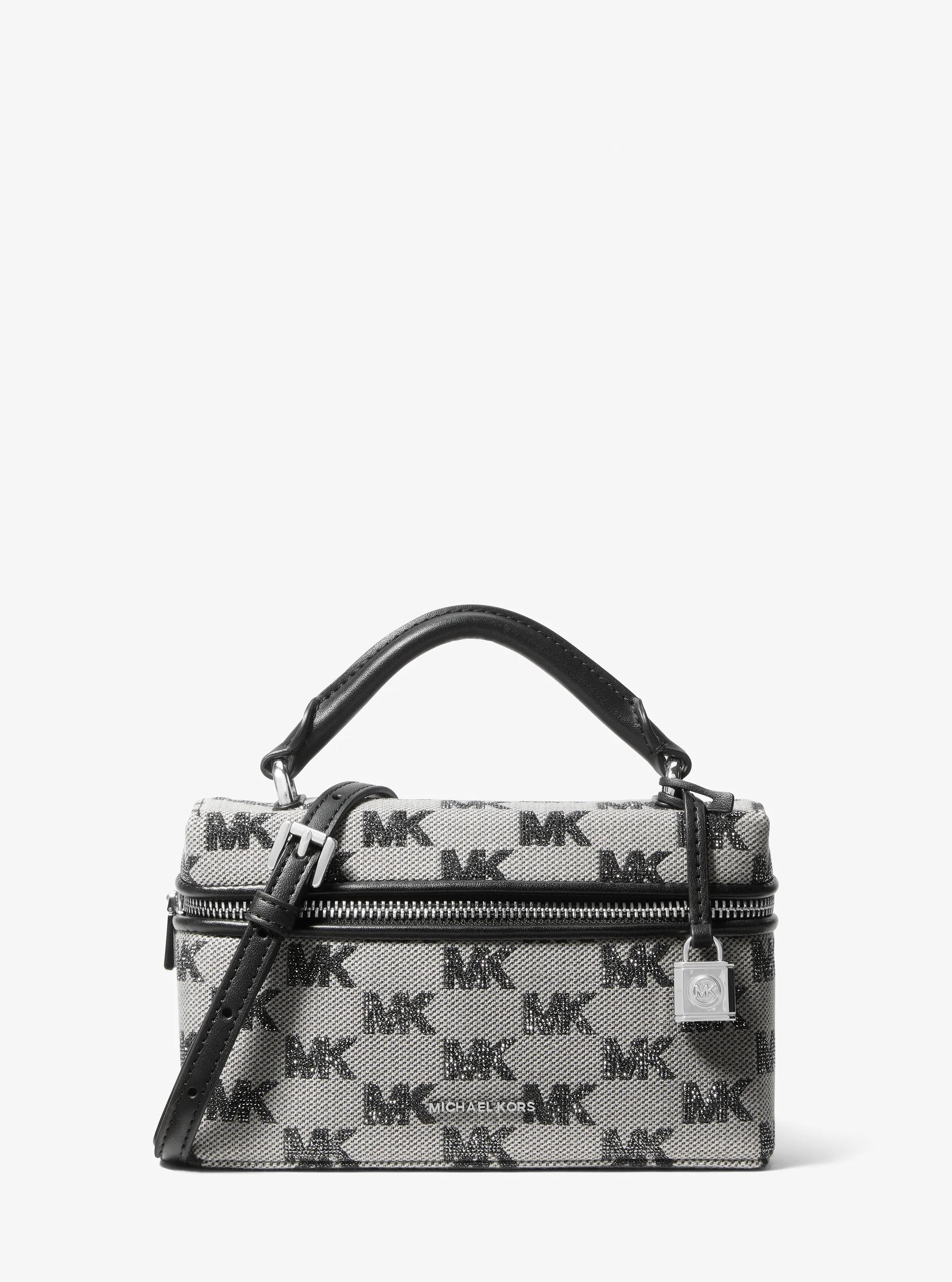 Jana Extra-Small Logo Jacquard Convertible Crossbody Bag in BLACK | Michael Kors
