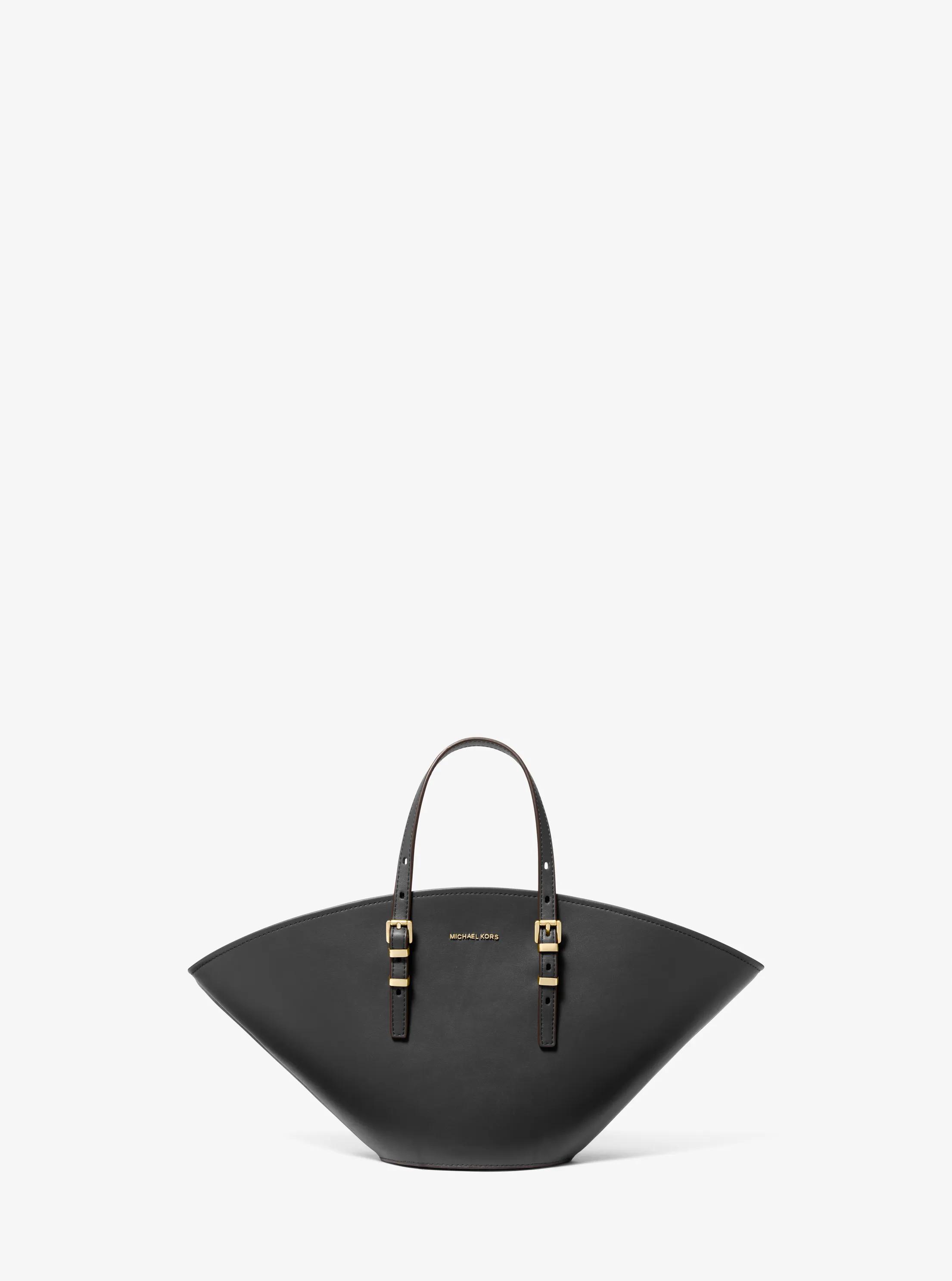 Isa Small Leather Fan Tote Bag