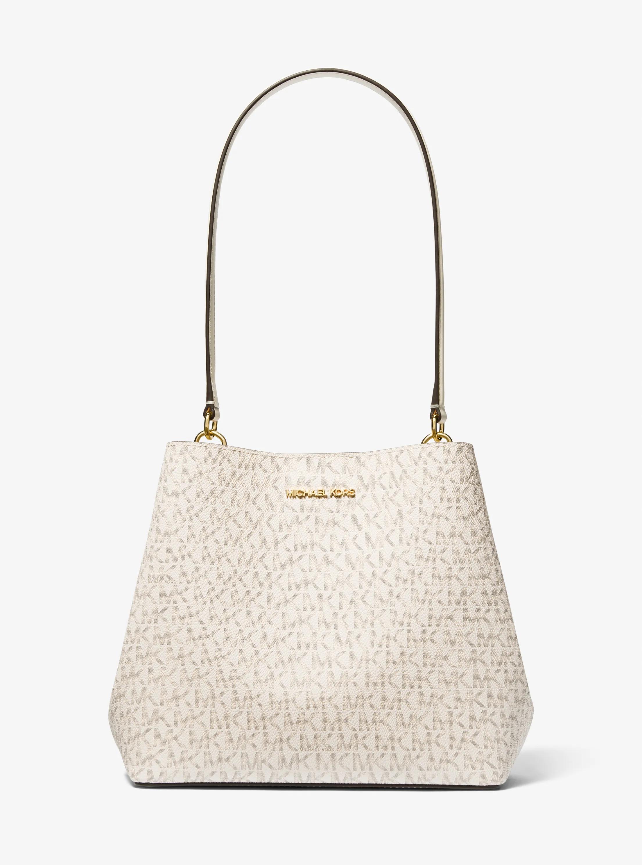 Pratt Medium Signature Logo Shoulder Bag in LT CRM MULTI | Michael Kors