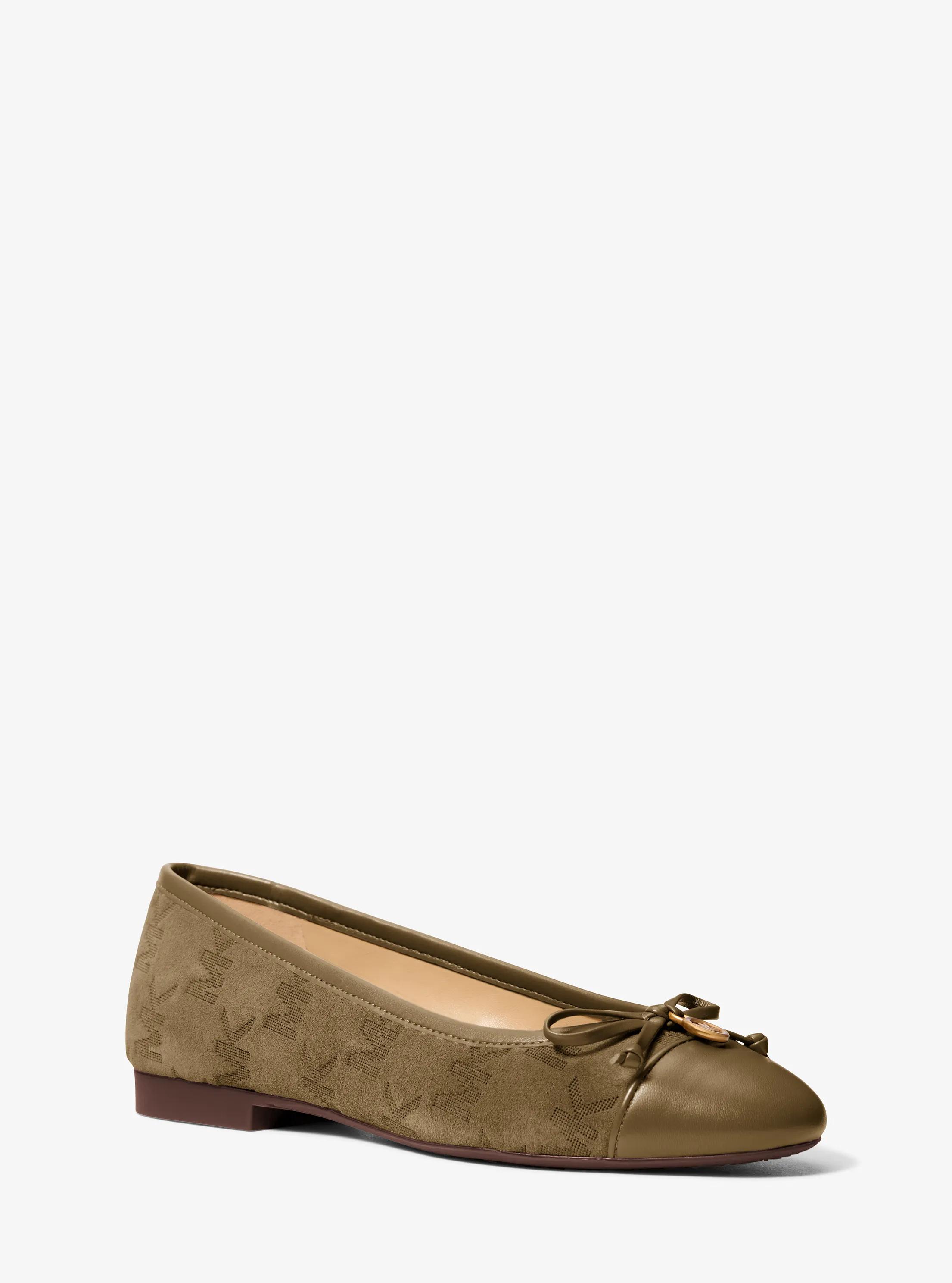 MK Ballerine Piper Flex en daim avec logo surpiqué - Vert - Michael Kors