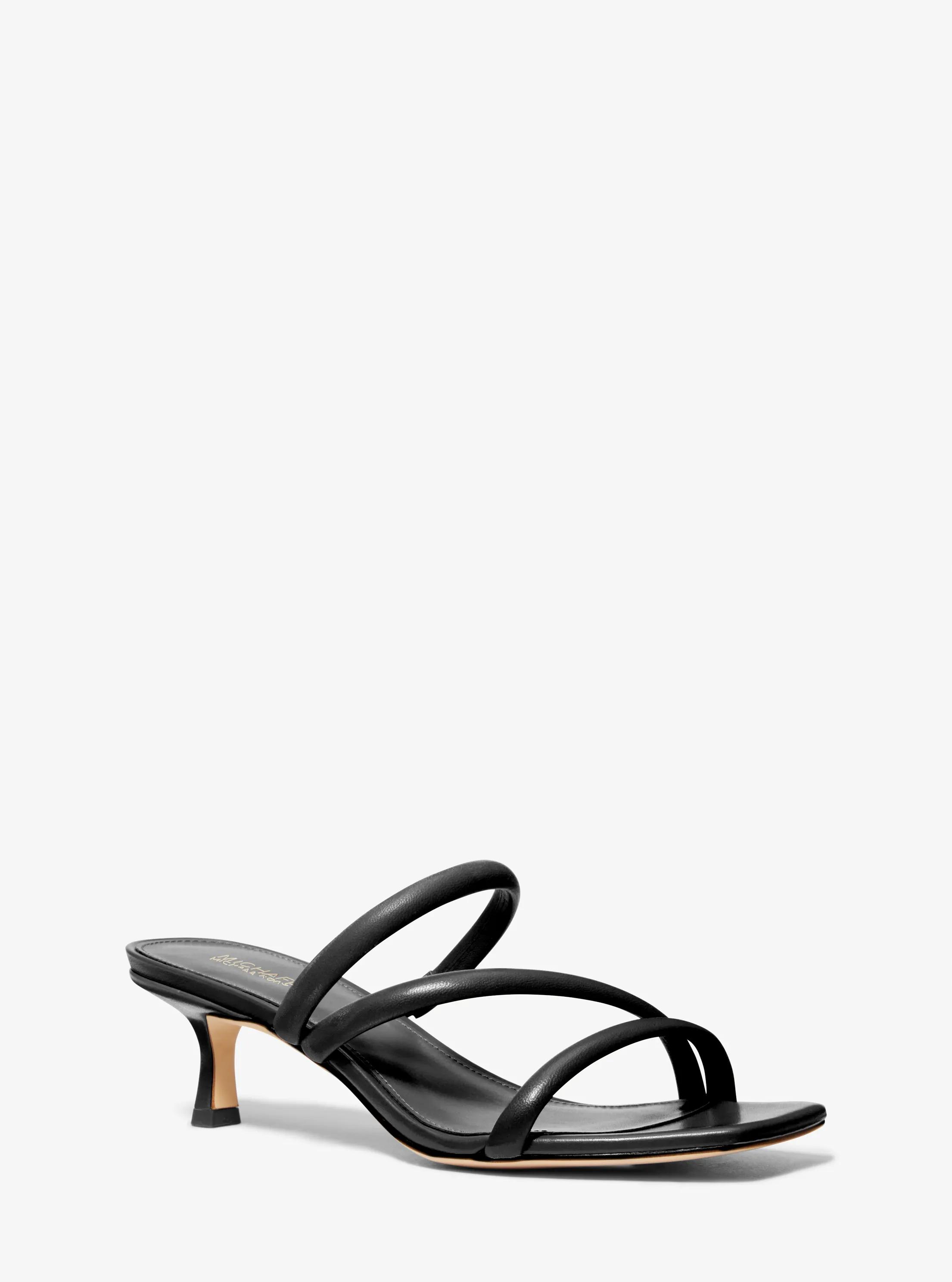 Celia Leather Kitten Sandal in BLACK | Michael Kors