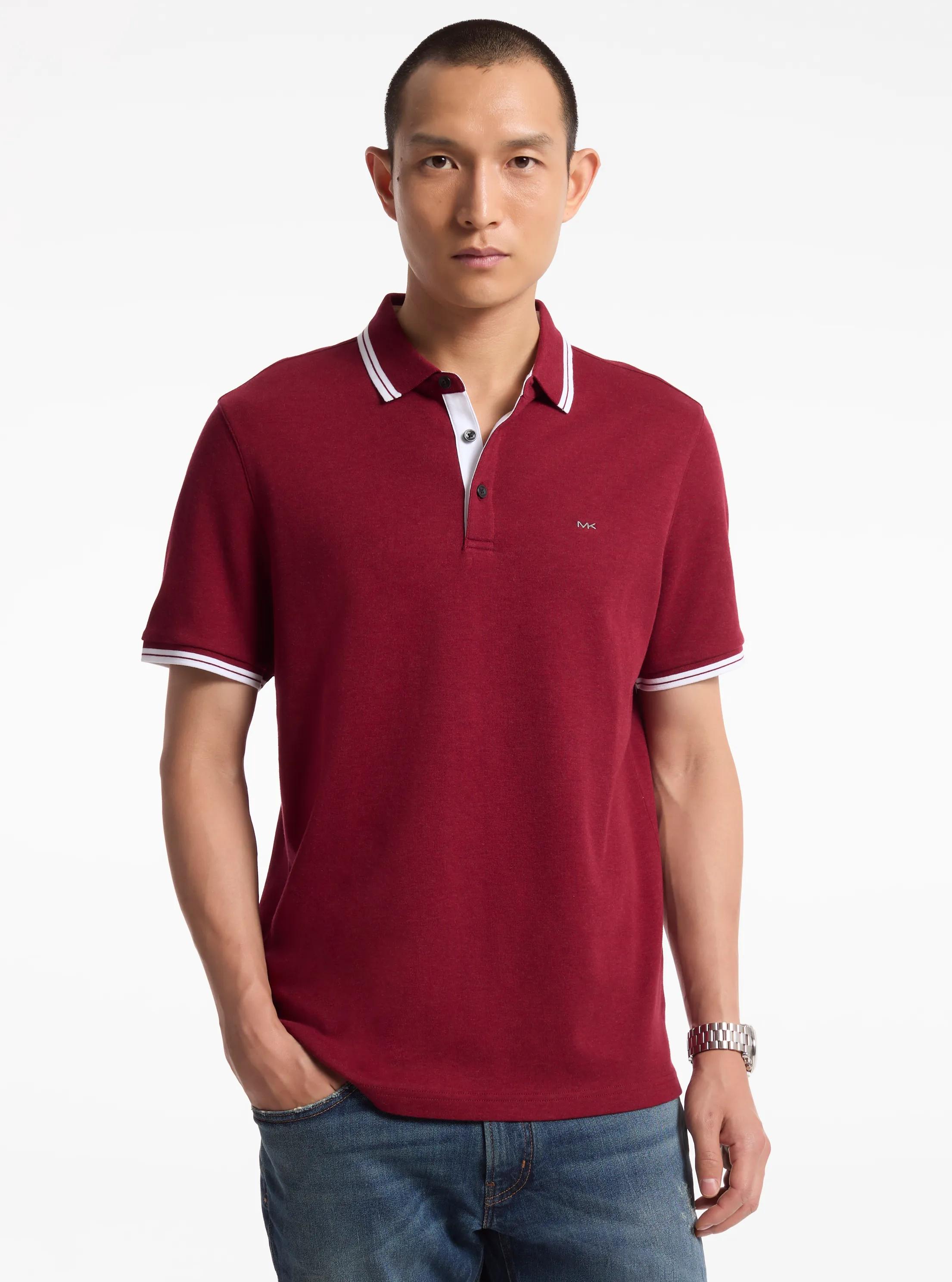 Greenwich Cotton Polo Shirt in DARK BRANDY HEATHER | Michael Kors