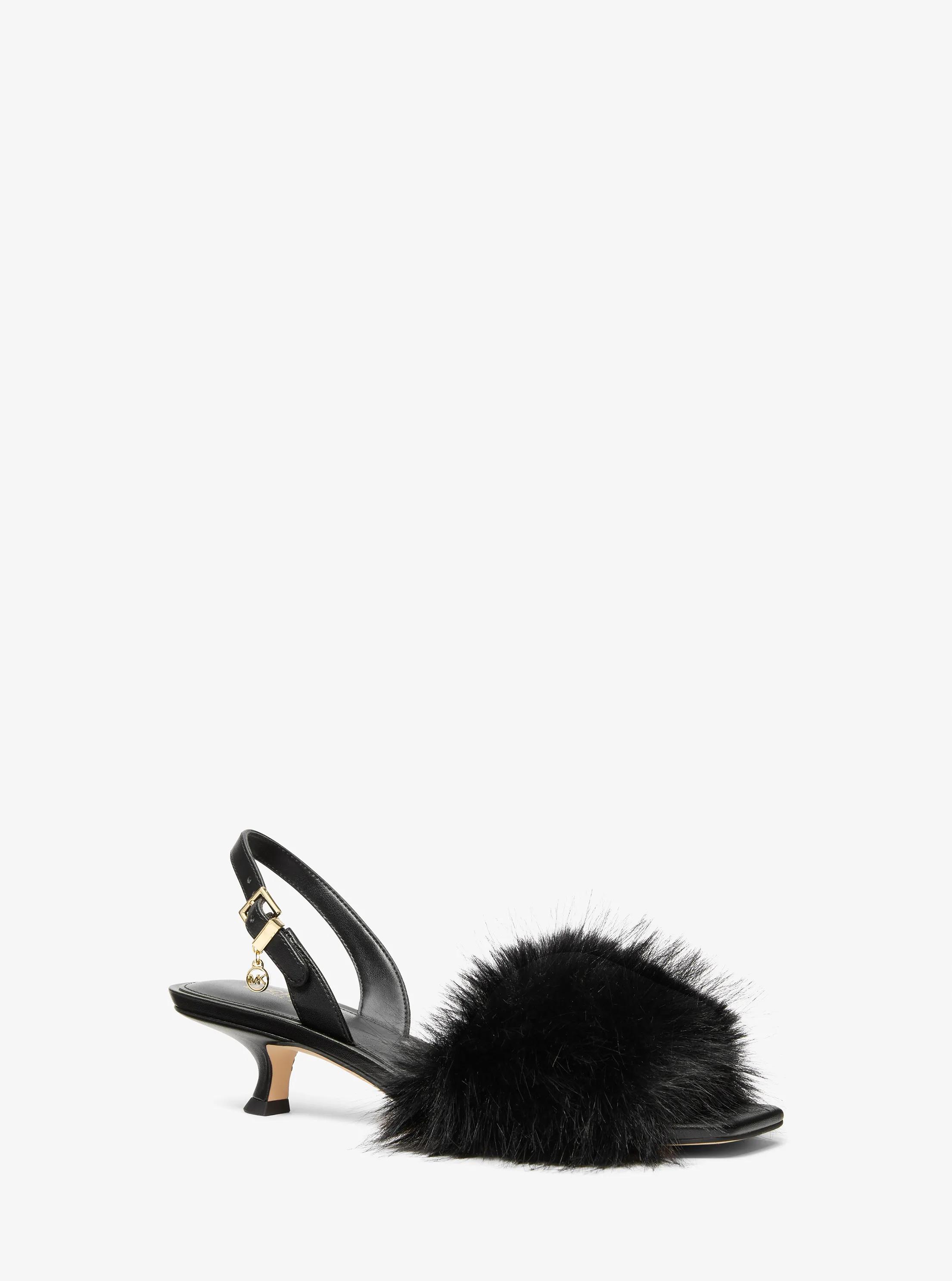 Sandale Merrie aus Kunstfell mit Kitten-Heel-Absatz in SCHWARZ | Michael Kors