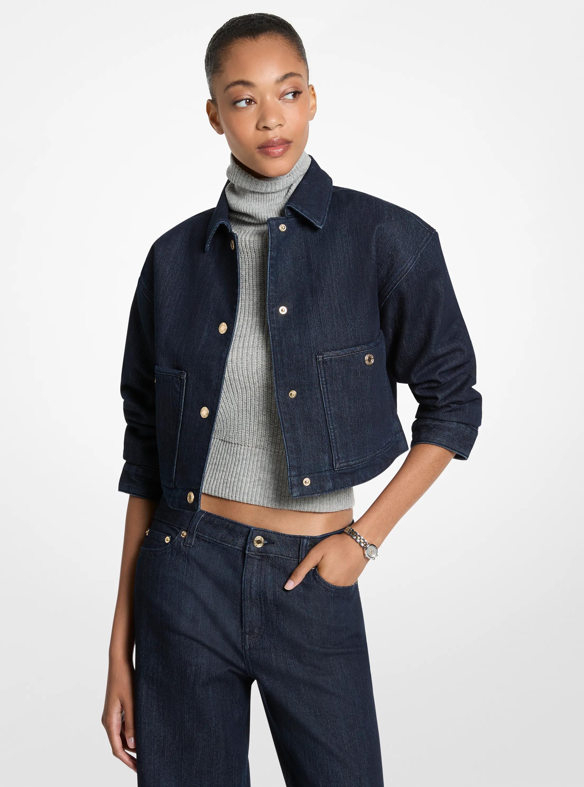 Cropped Denim Barn Jacket in RINSE | Michael Kors