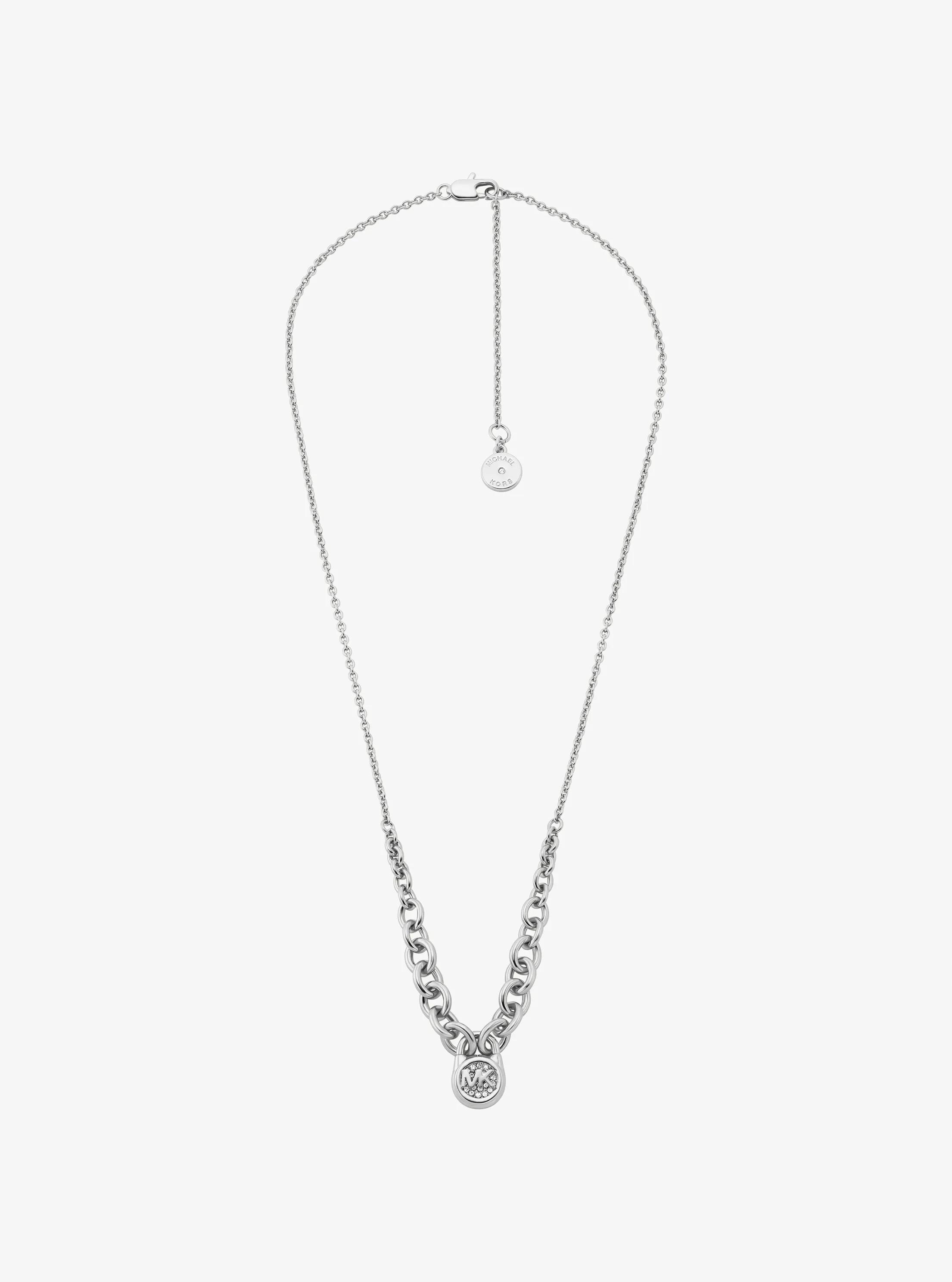 Pav&eacute; Lock Necklace in SILVER | Michael Kors