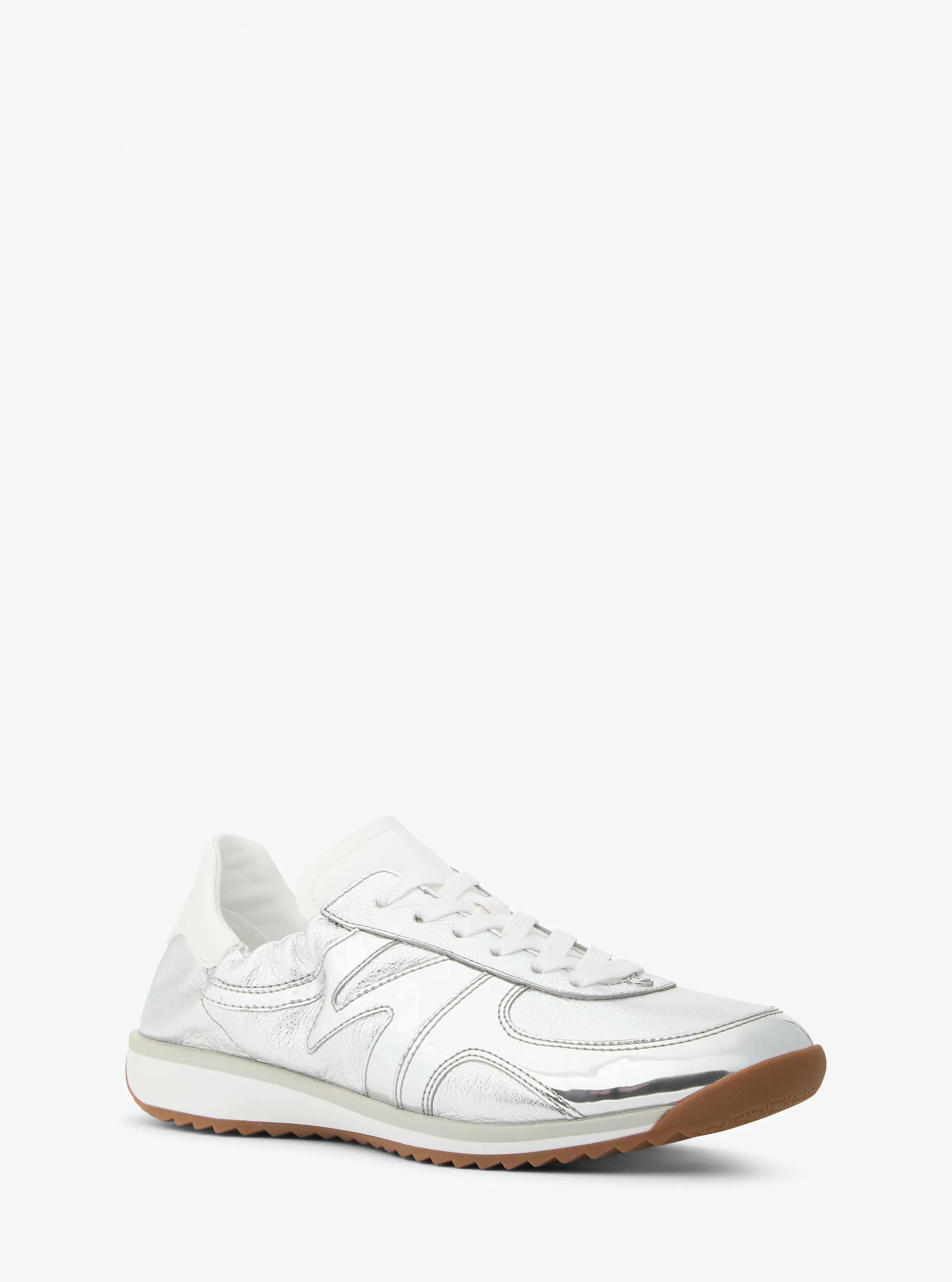 Colt Metallic Leather Trainer in SILVER | Michael Kors