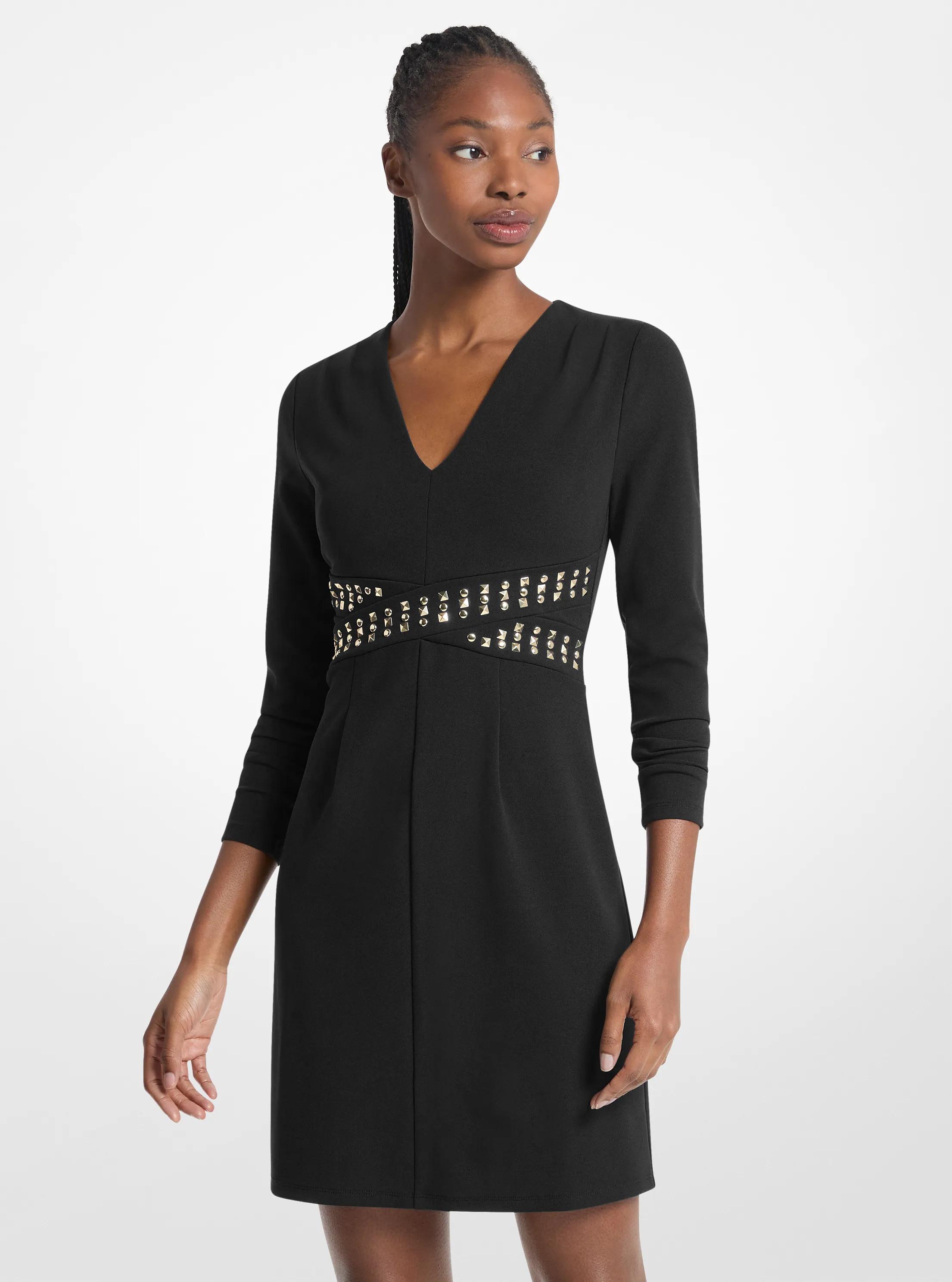 Studded Scuba Dress in BLACK | Michael Kors