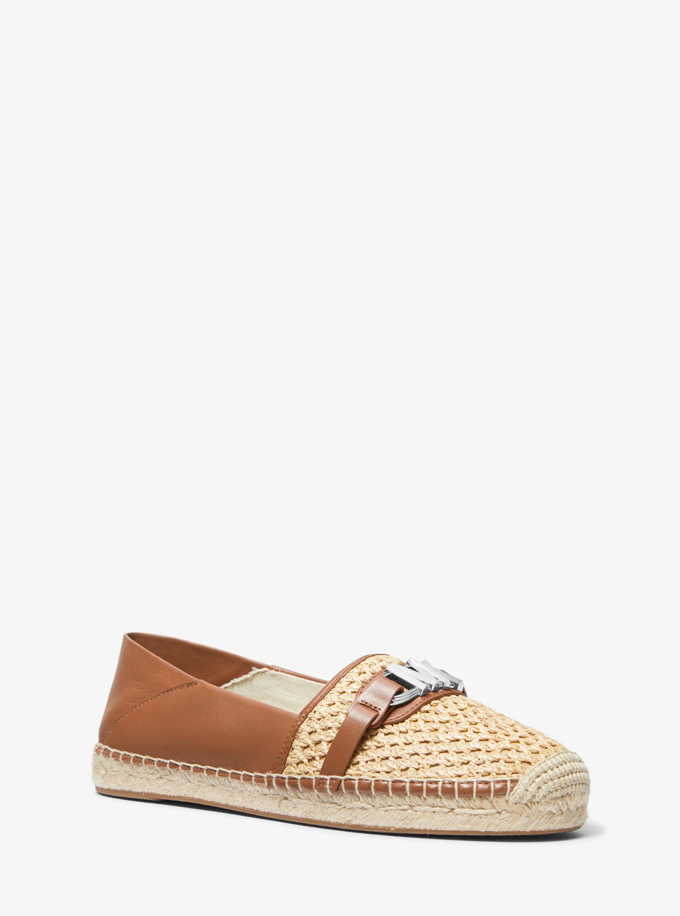 Ember Leather and Straw Espadrille in NATURAL/LUGGAGE | Michael Kors