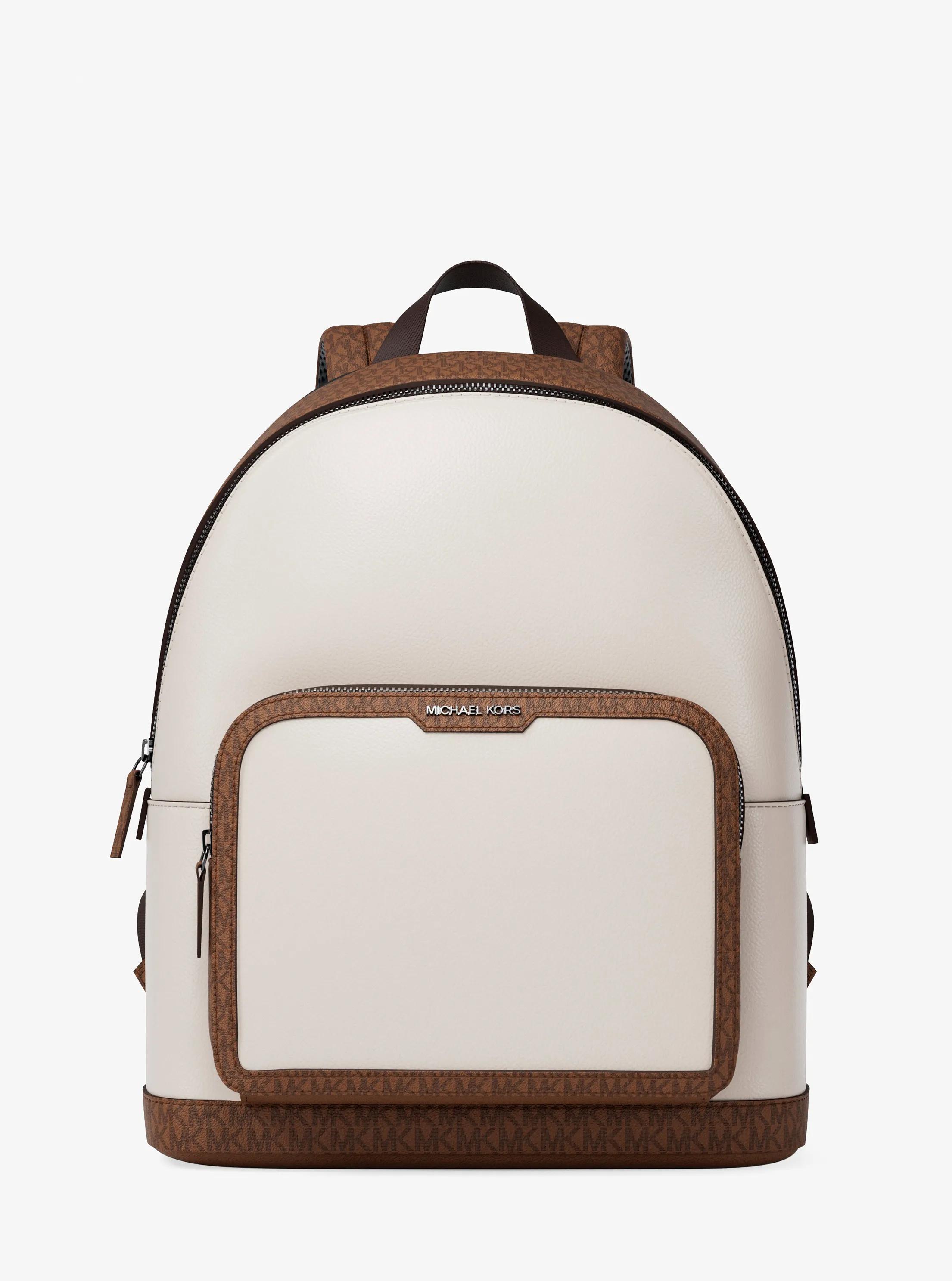 Cooper Medium Pebbled Leather and Signature Logo Commuter Backpack in LT CRM/LUGG | Michael Kors