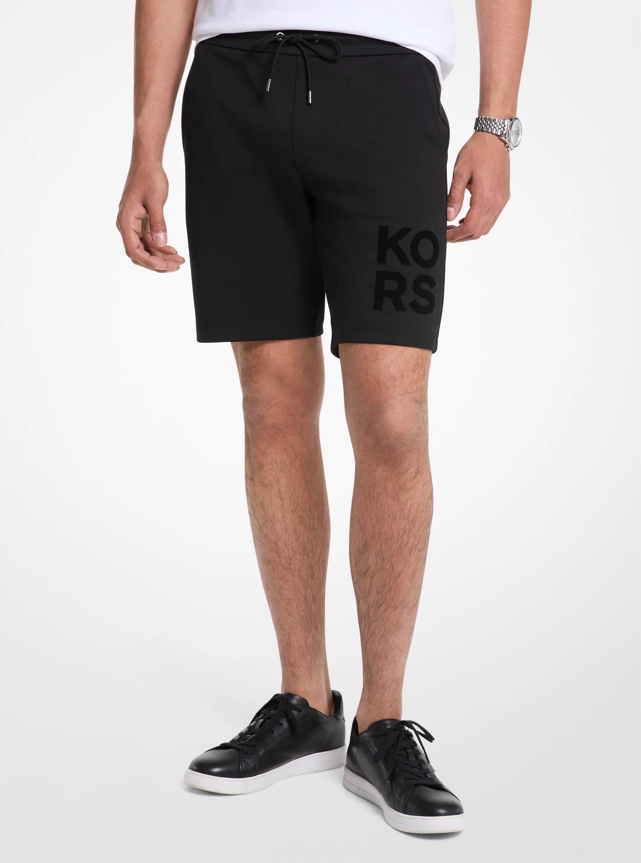 Short en m&eacute;lange de coton au logo KORS in NOIR | Michael Kors