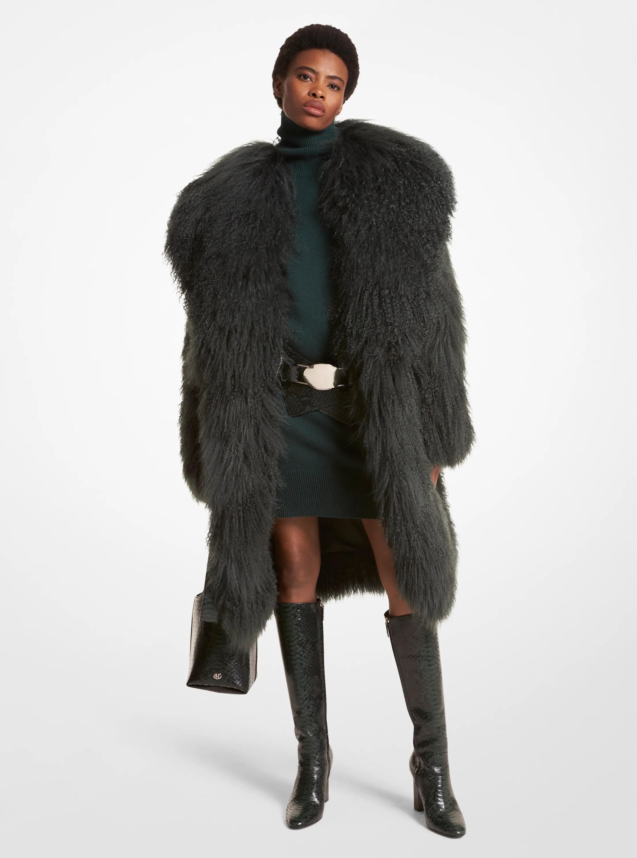 Mongolian Shearling Coat in FOREST | Michael Kors