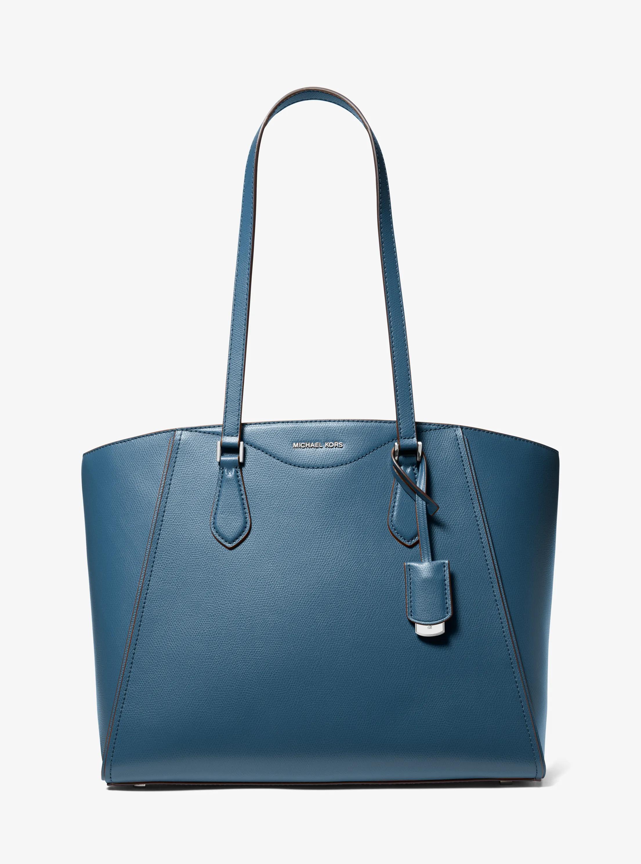 Taryn Large Leather Tote Bag in DK CHAMBRAY | Michael Kors