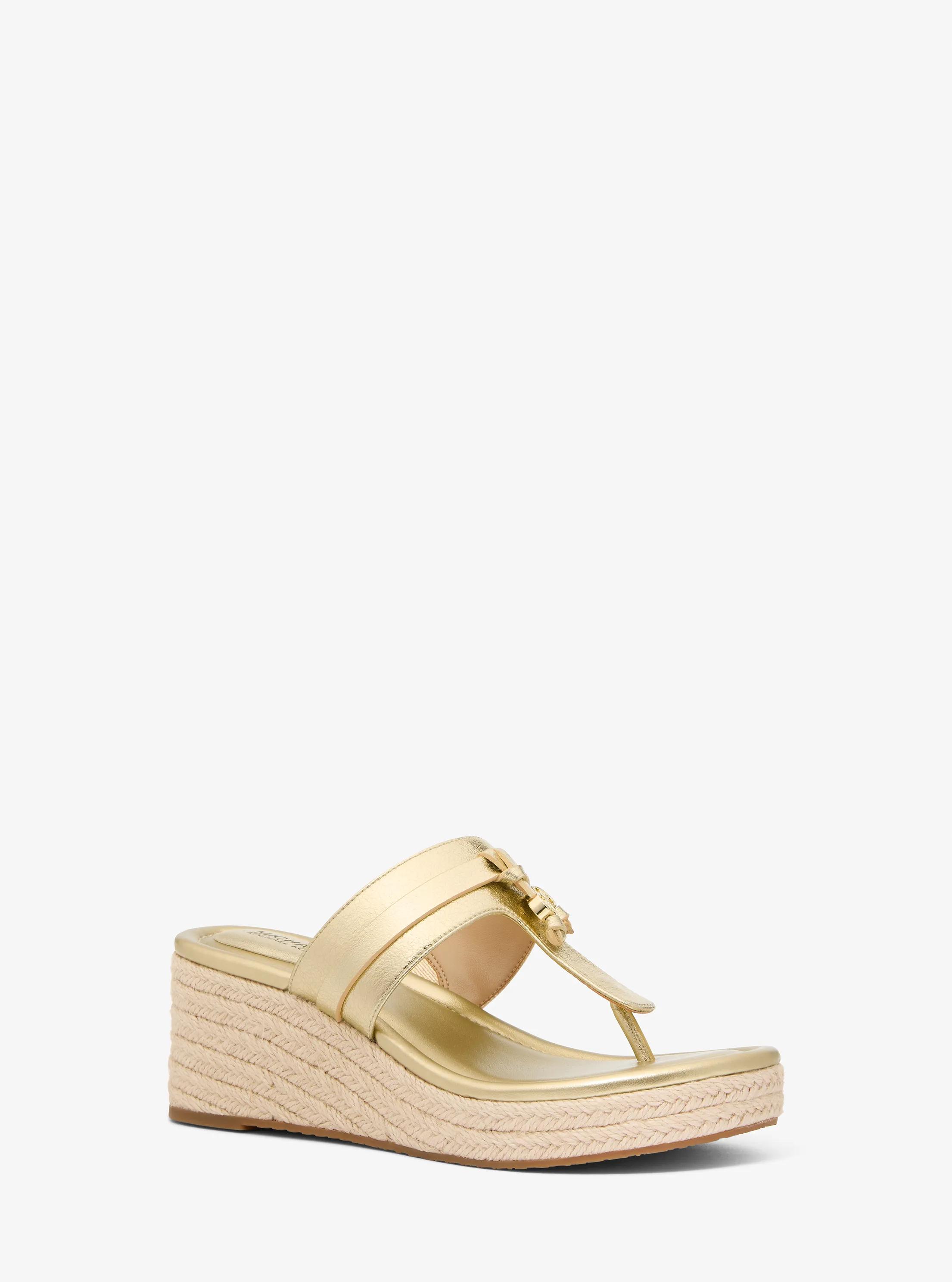 Zoe Metallic Wedge Sandal in PALE GOLD | Michael Kors