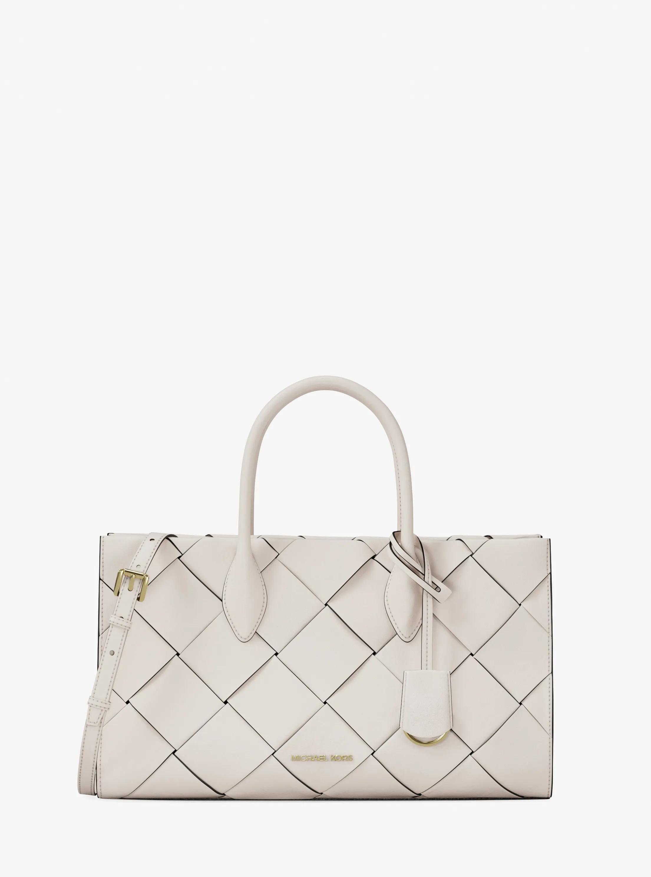 Mirella Medium Woven Satchel in LT CREAM | Michael Kors