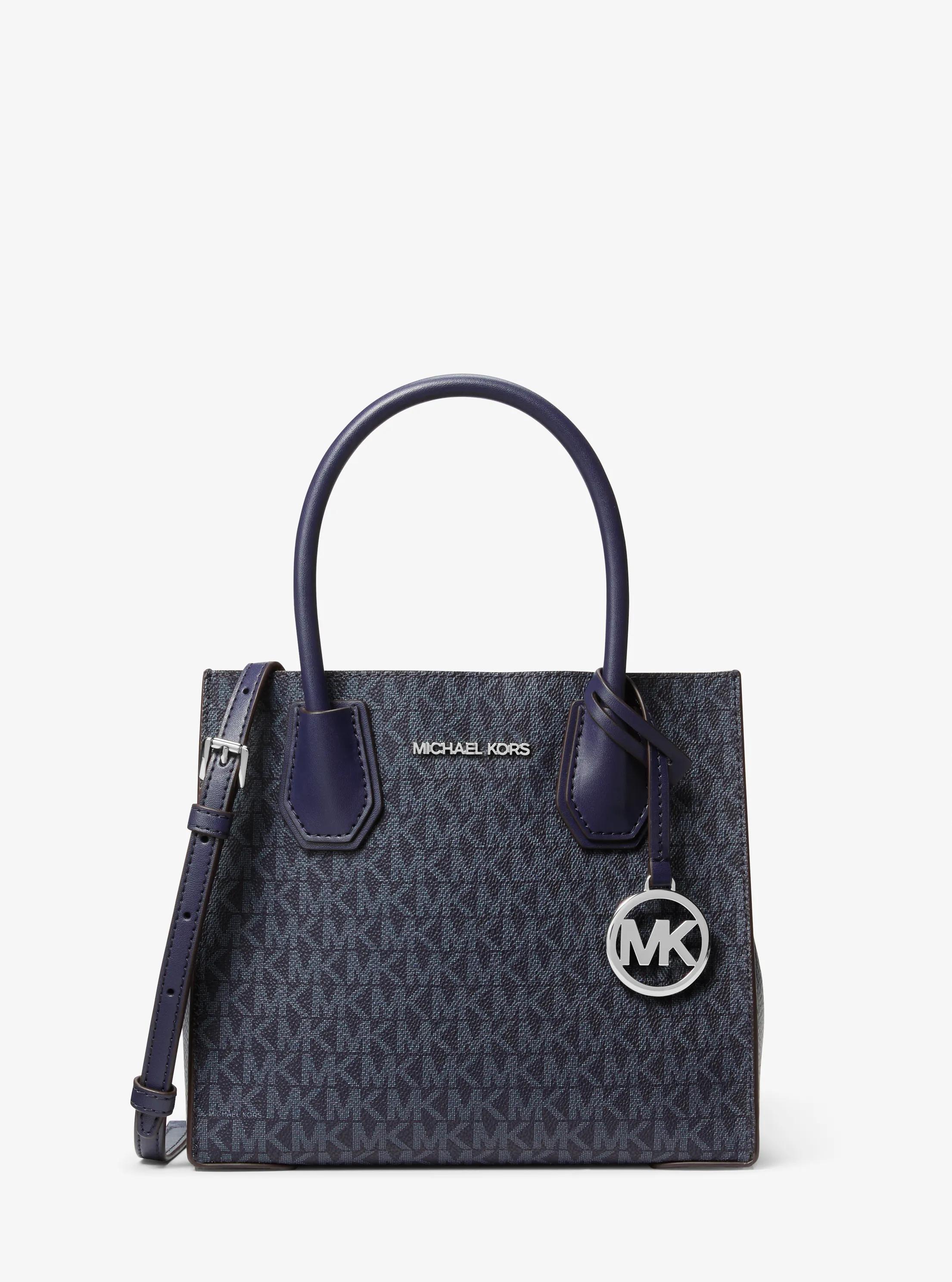 Mercer Medium Logo and Leather Accordion Crossbody Bag in ADMIRAL | Michael Kors