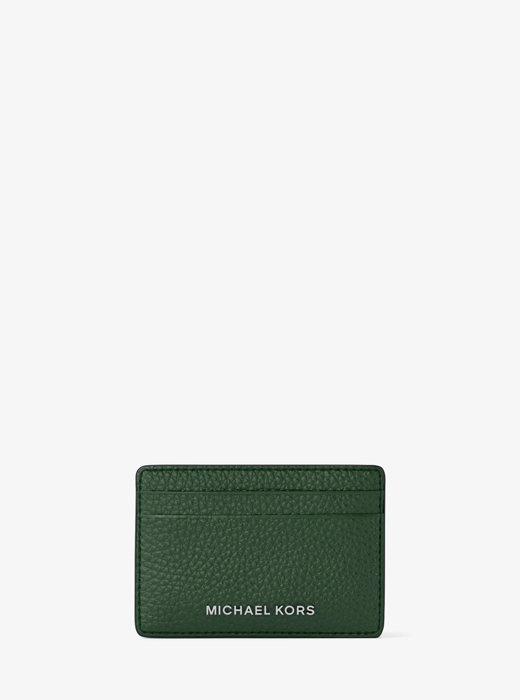 MK Porte-cartes en cuir grainé - Vert - Michael Kors