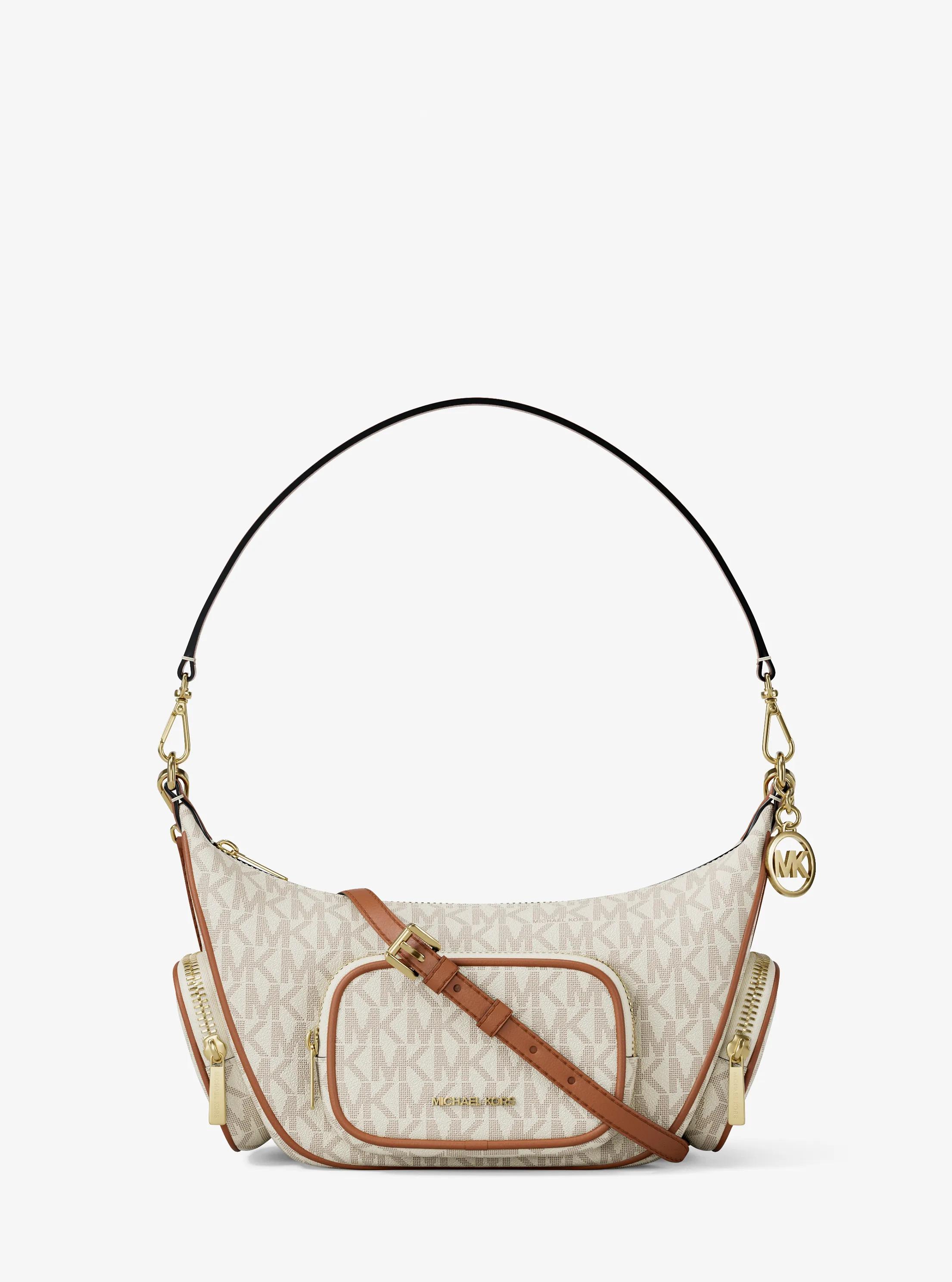 Merritt Small Signature Logo Convertible Shoulder Bag in VANILLA | Michael Kors