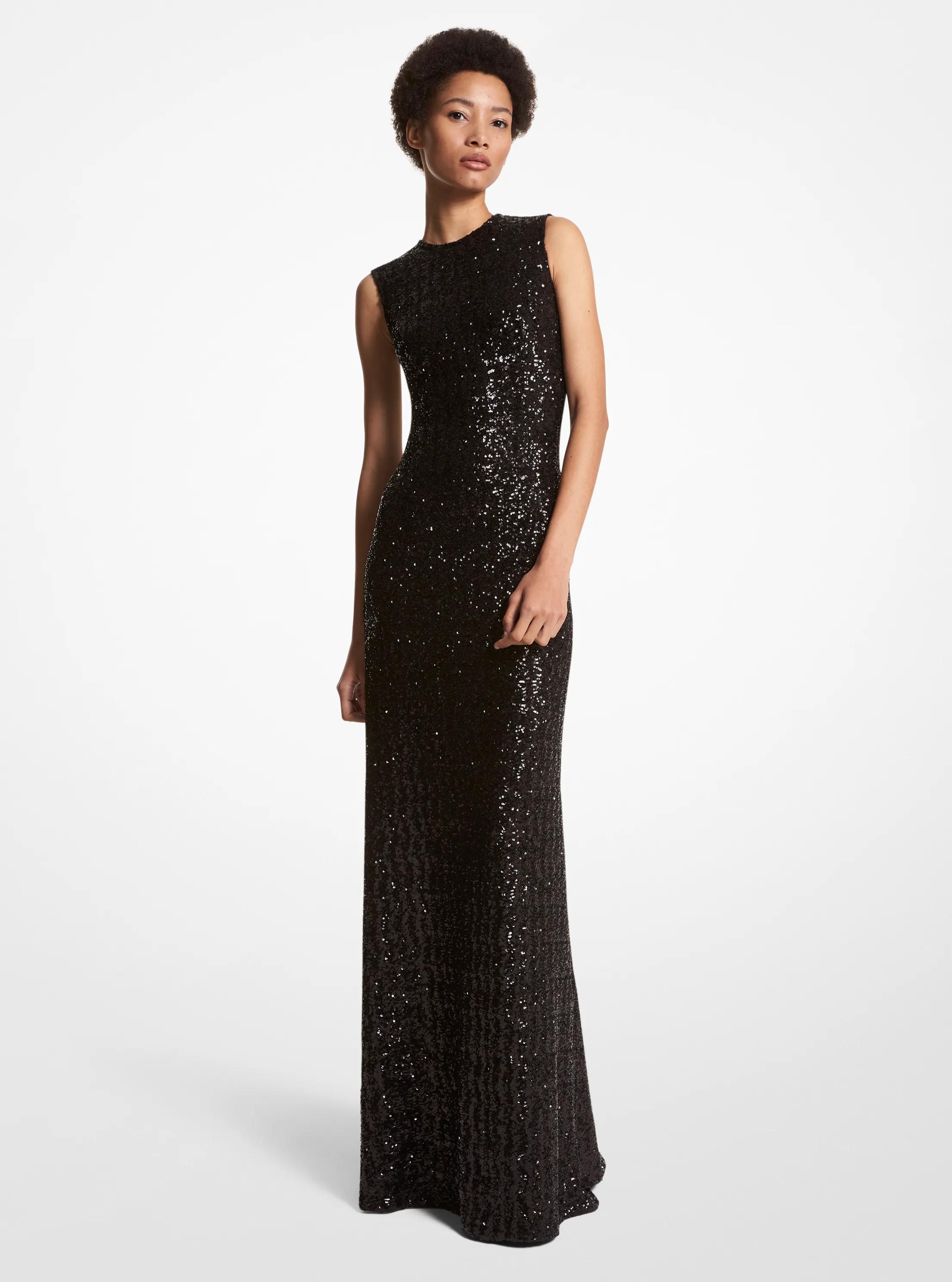 Vestido con lentejuelas bordadas in NEGRO | Michael Kors