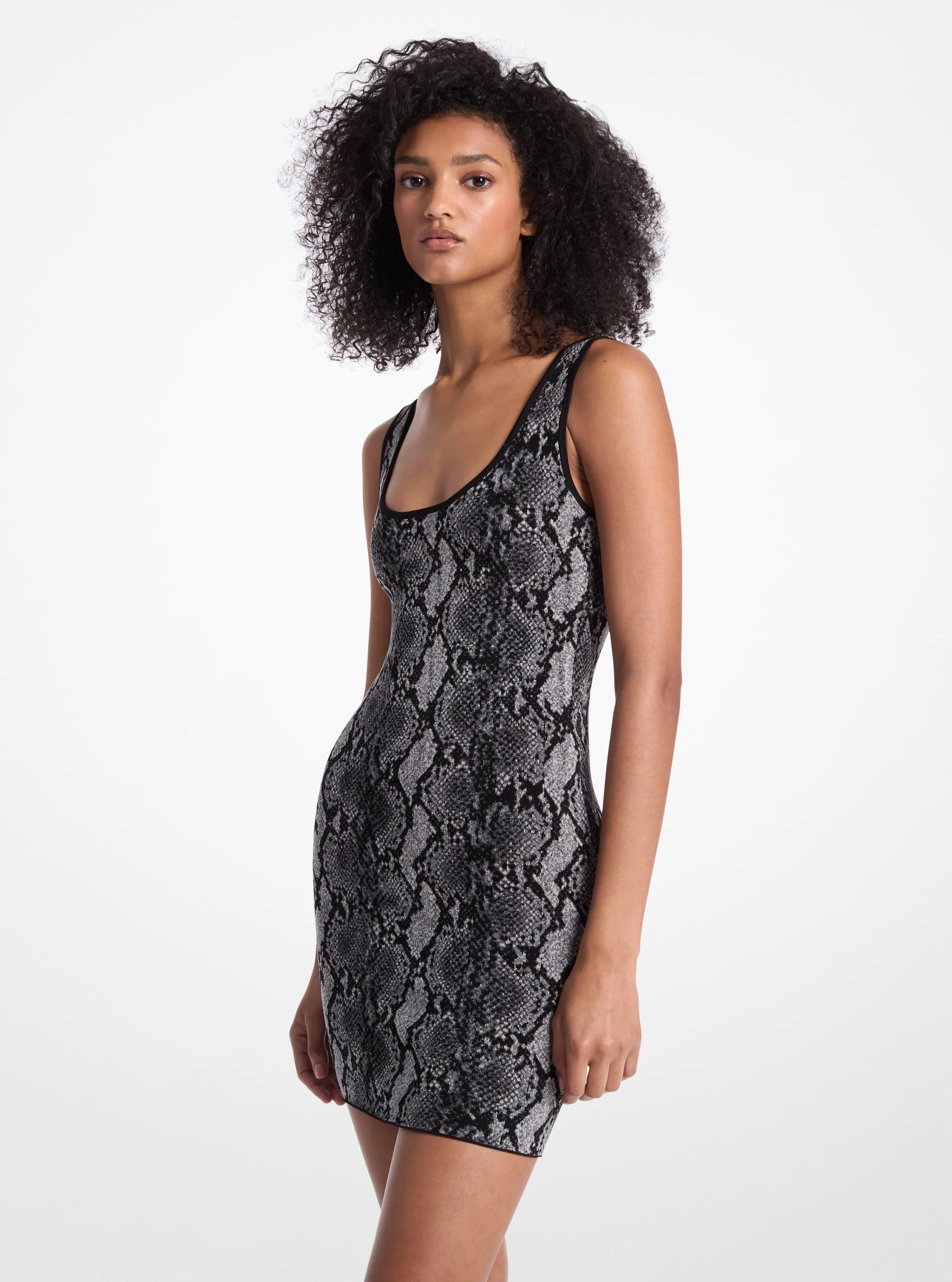 Robe en jacquard &agrave; motif de serpent in NOIR | Michael Kors