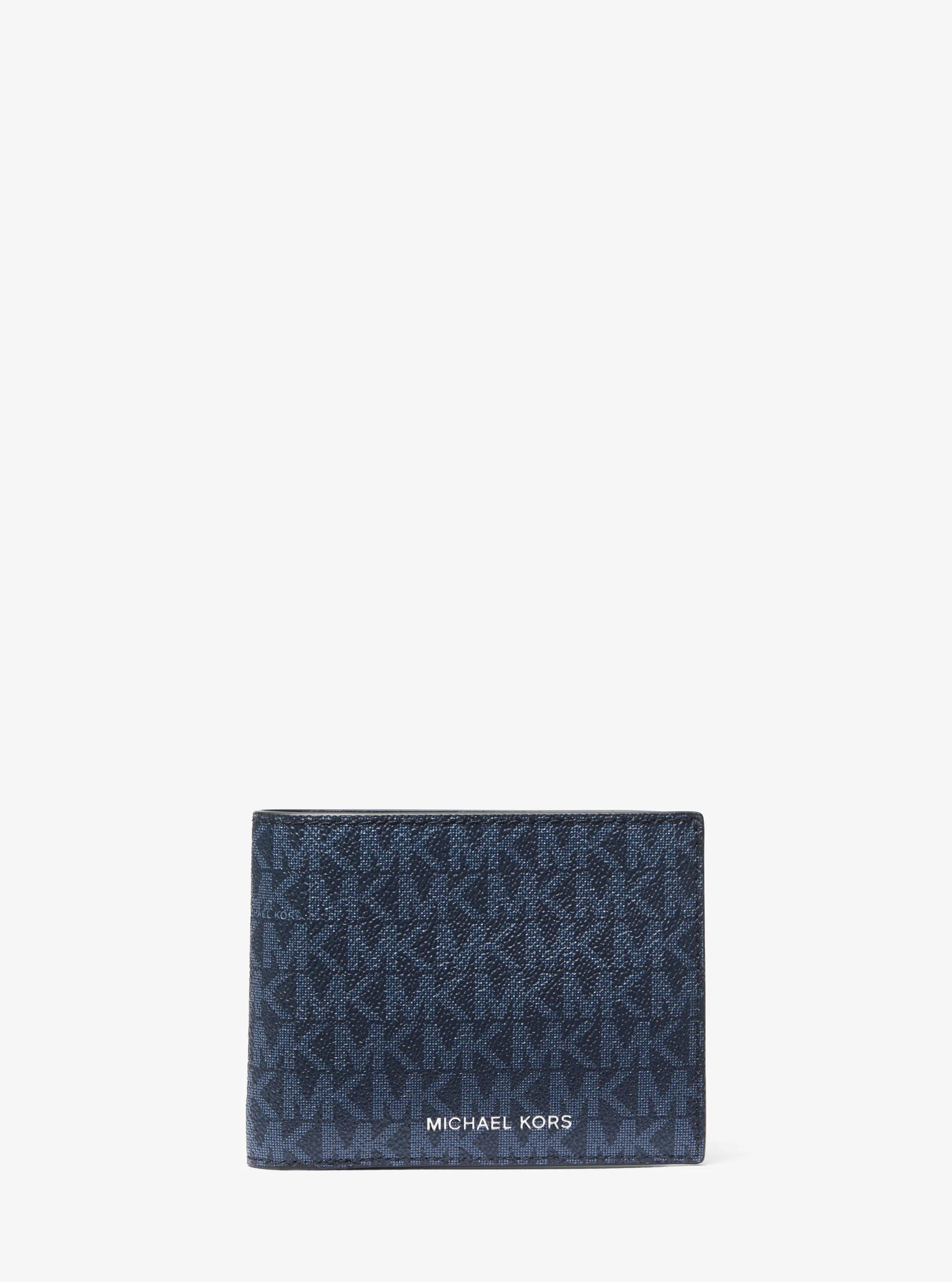 Harrison Logo Billfold Wallet With Passcase in ADMRL/PLBLUE | Michael Kors