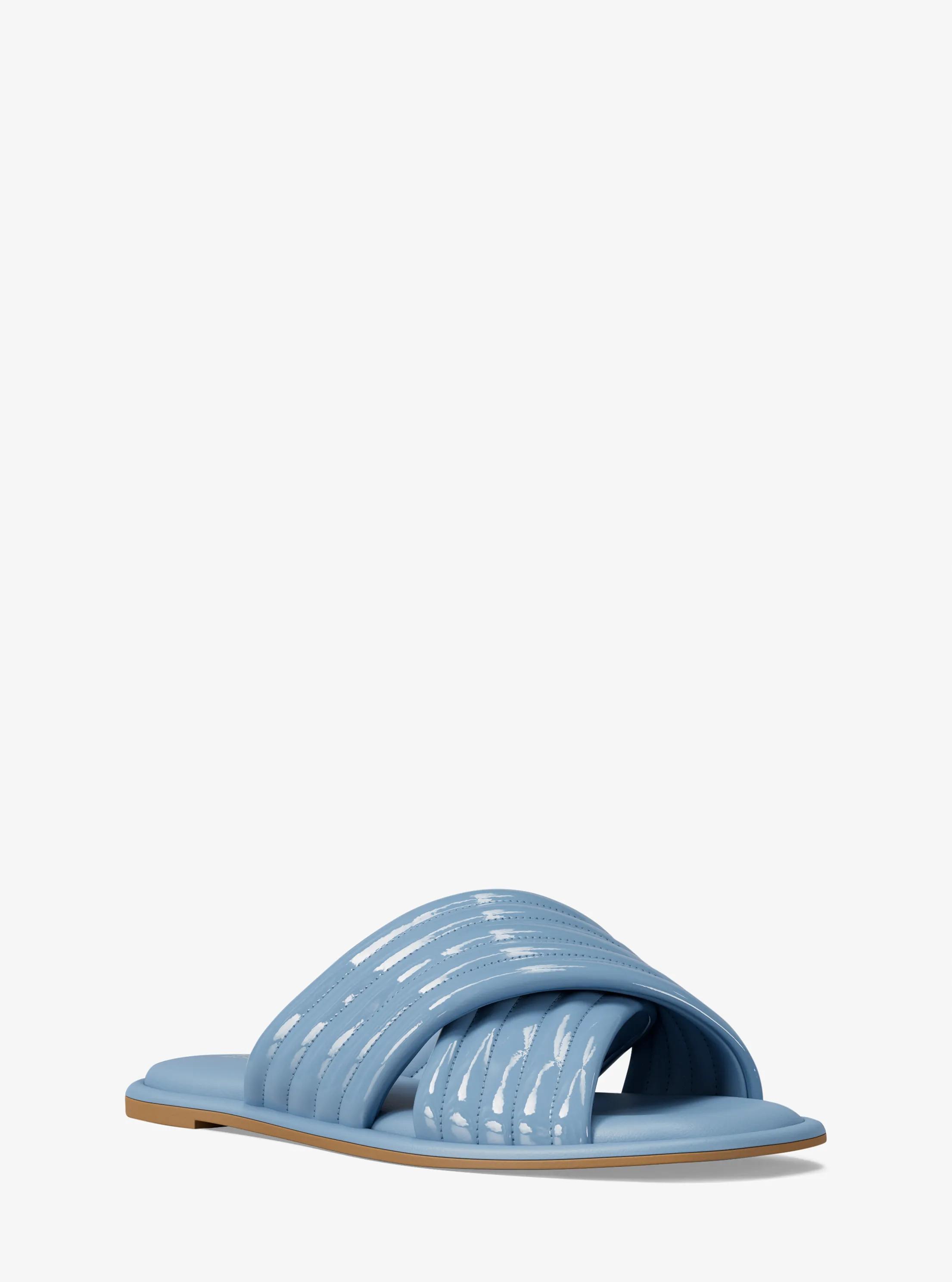 Portia Patent Slide Sandal in LIGHT SKY | Michael Kors