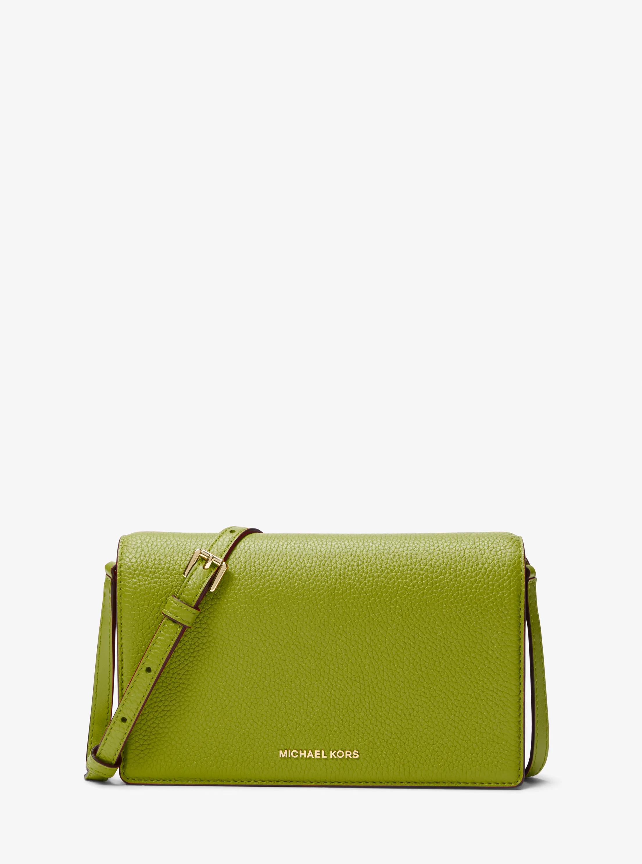 Bandolera Jet Set mediana de piel granulada con solapa delantera in VERDE PRADO | Michael Kors