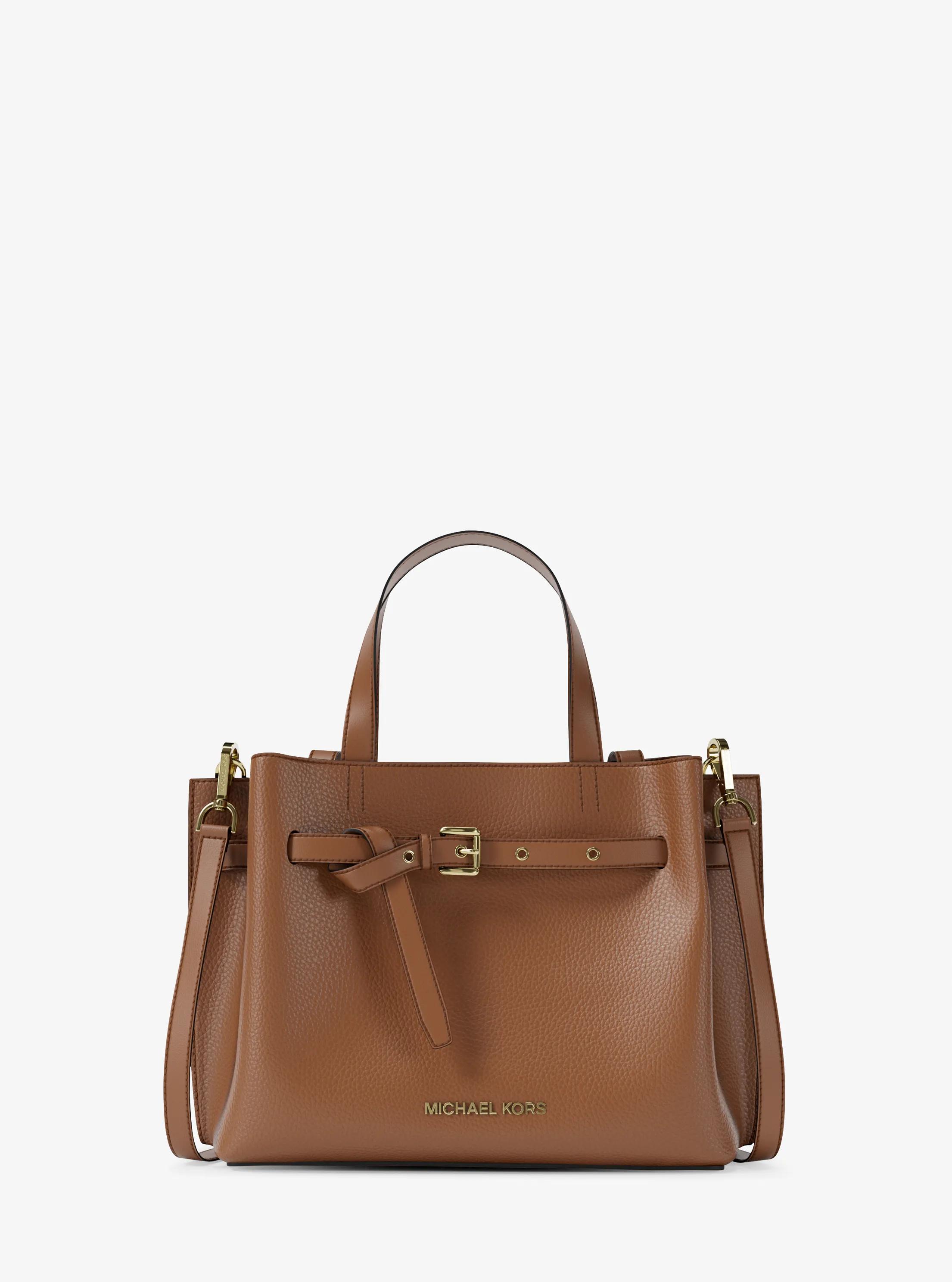Emilia Small Pebbled Leather Satchel in LUGGAGE | Michael Kors