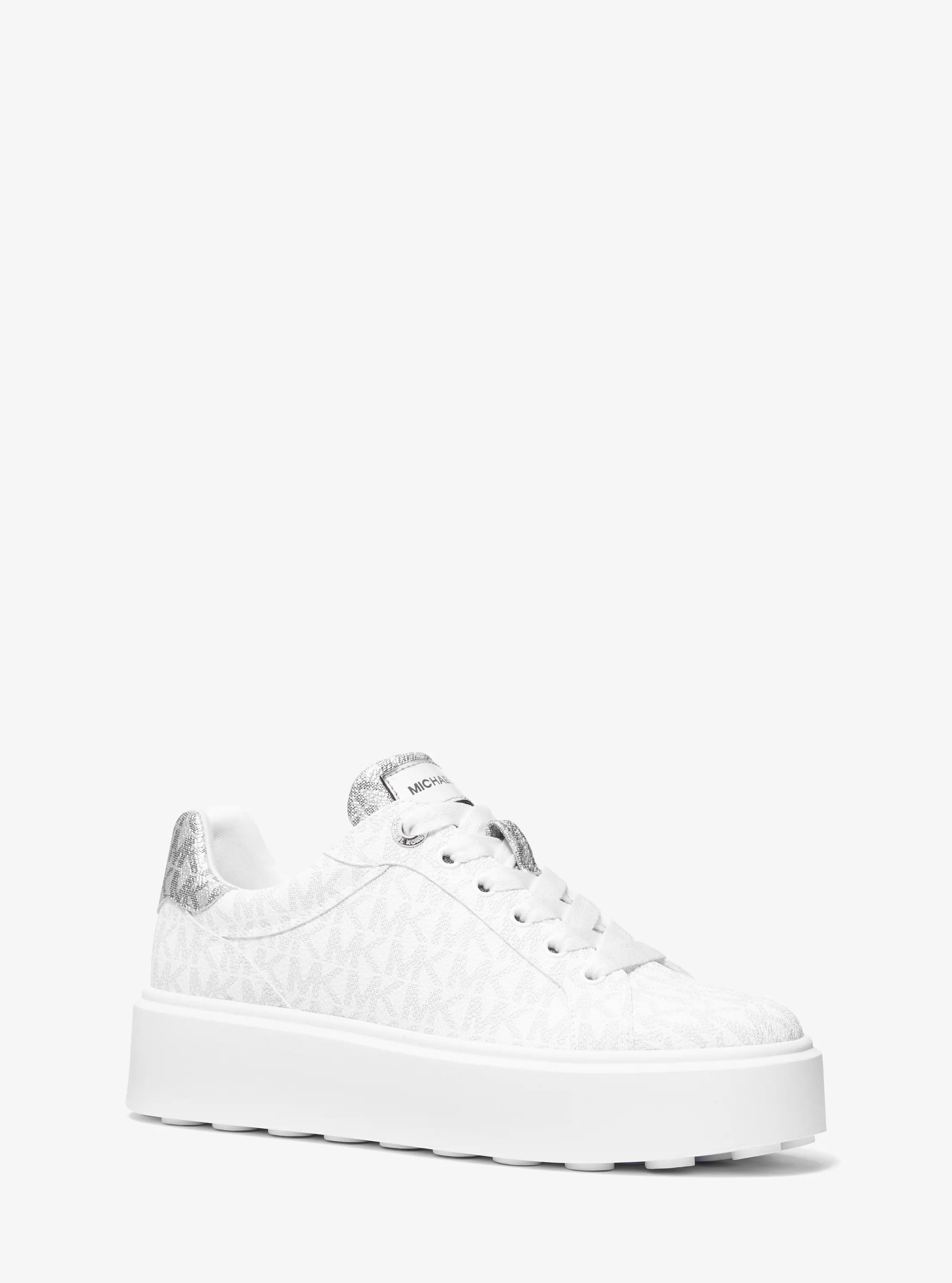 Romey Metallic Two-Tone Signature Logo Platform Sneaker in BRIGHT WHT | Michael Kors