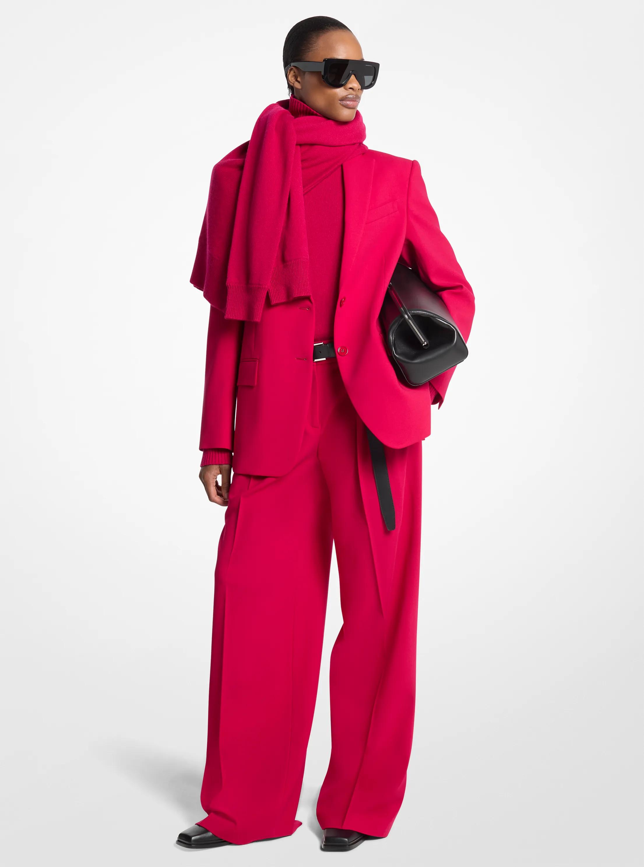 Blazer Nico de crep&eacute; de lana el&aacute;stica in FRAMBUESA | Michael Kors