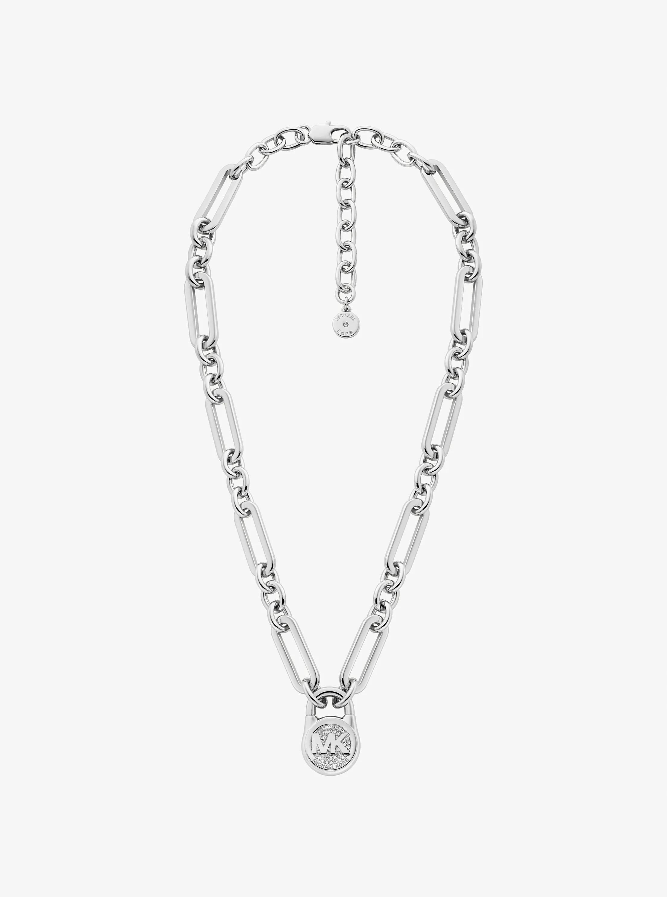 Pav&eacute; Lock Necklace in SILVER | Michael Kors