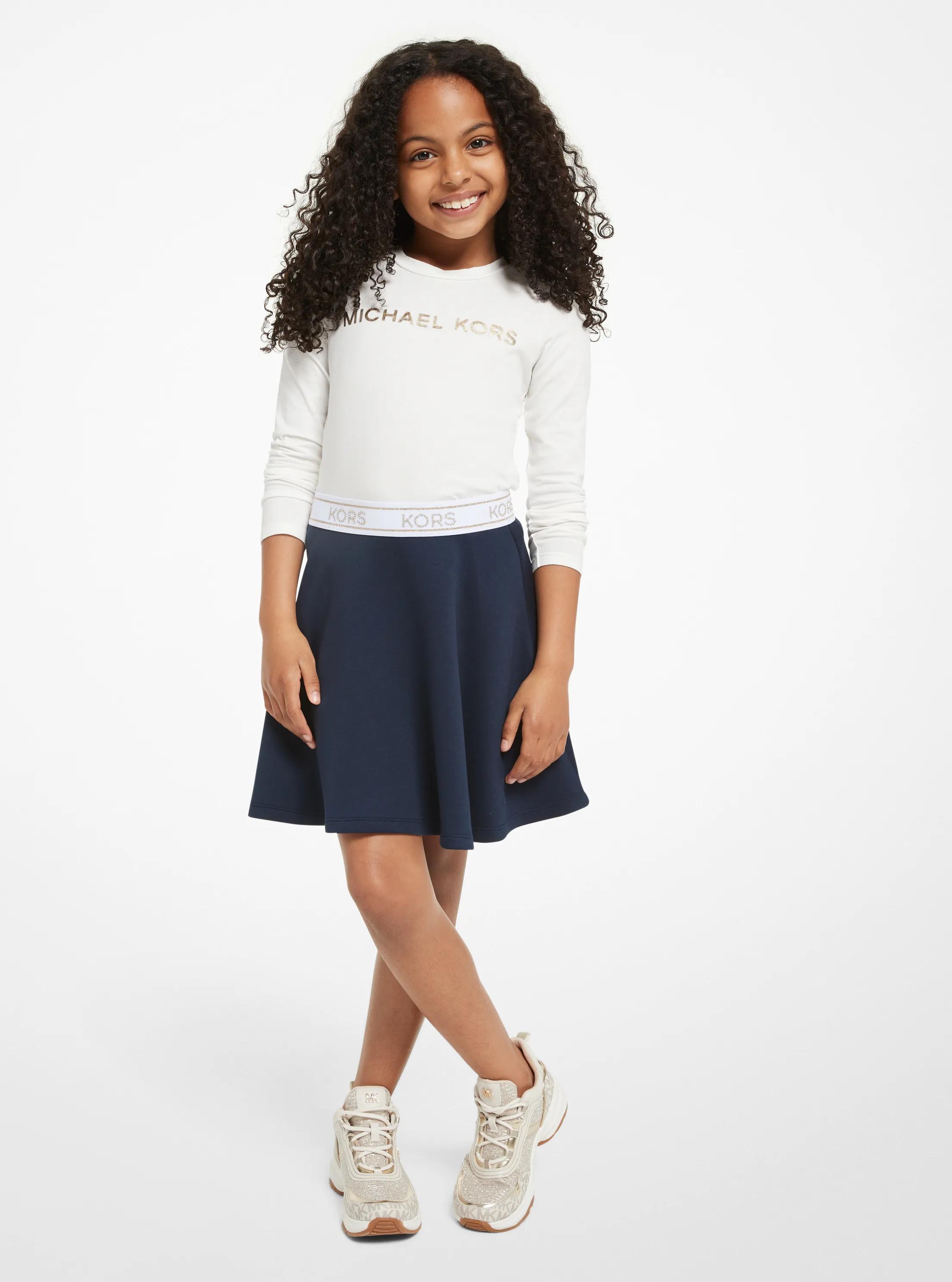 MK Jupe en jersey extensible avec bande à logos cloutée - Bleu - Michael Kors