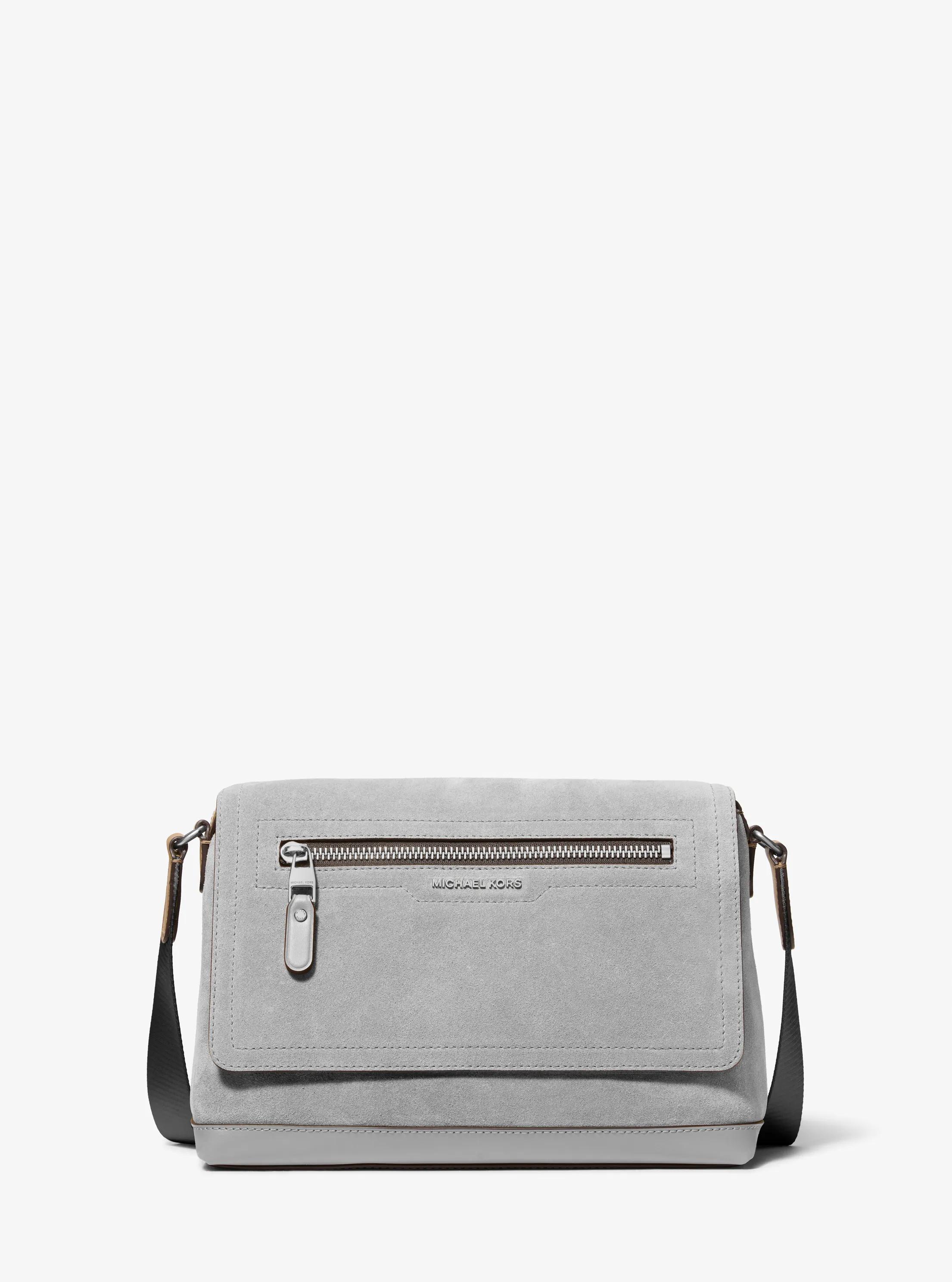 Hudson Small Suede Messenger Bag in QUARRY GREY | Michael Kors
