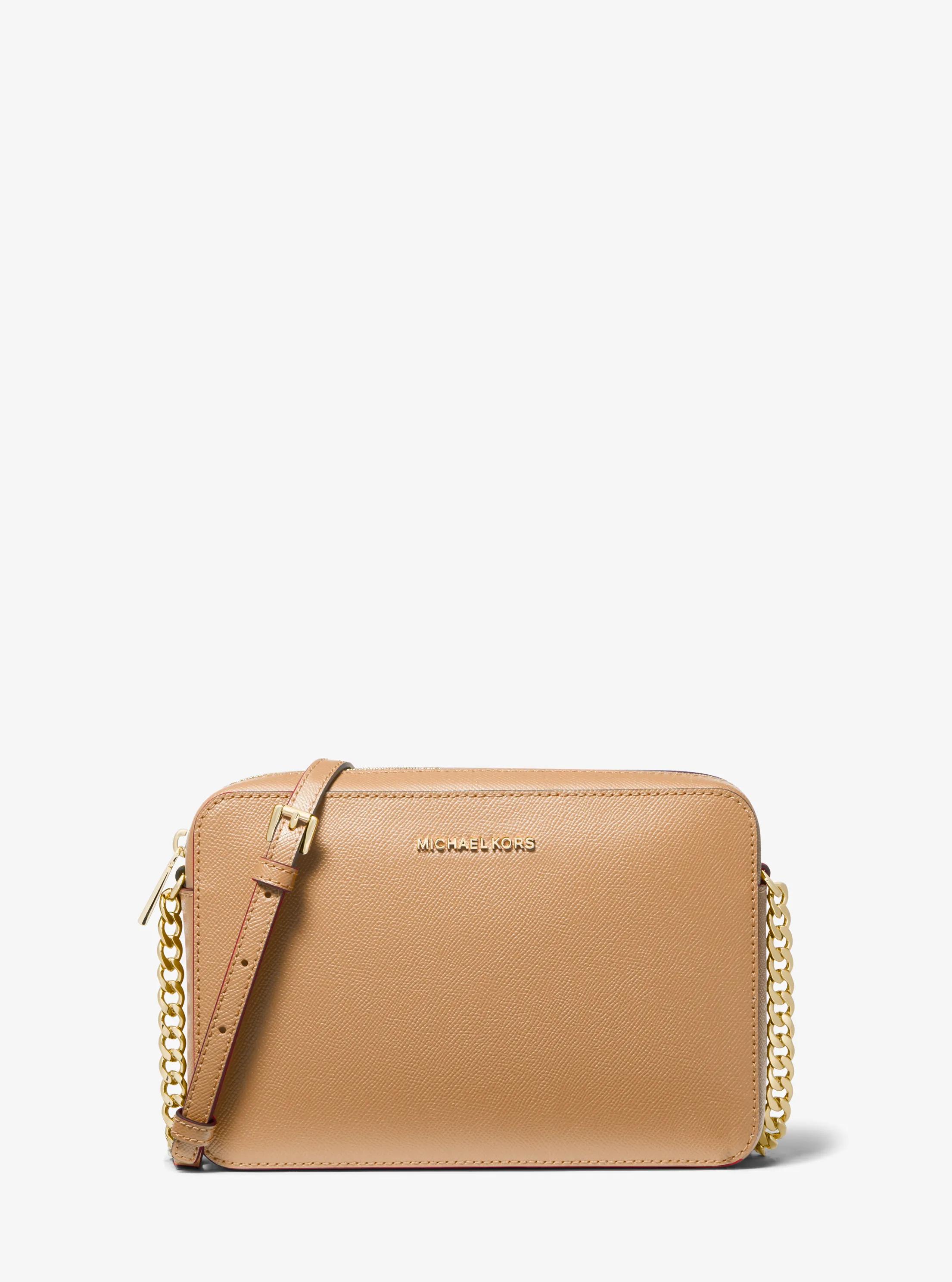 Jet Set Large Saffiano Leather Crossbody Bag in CAMEL | Michael Kors