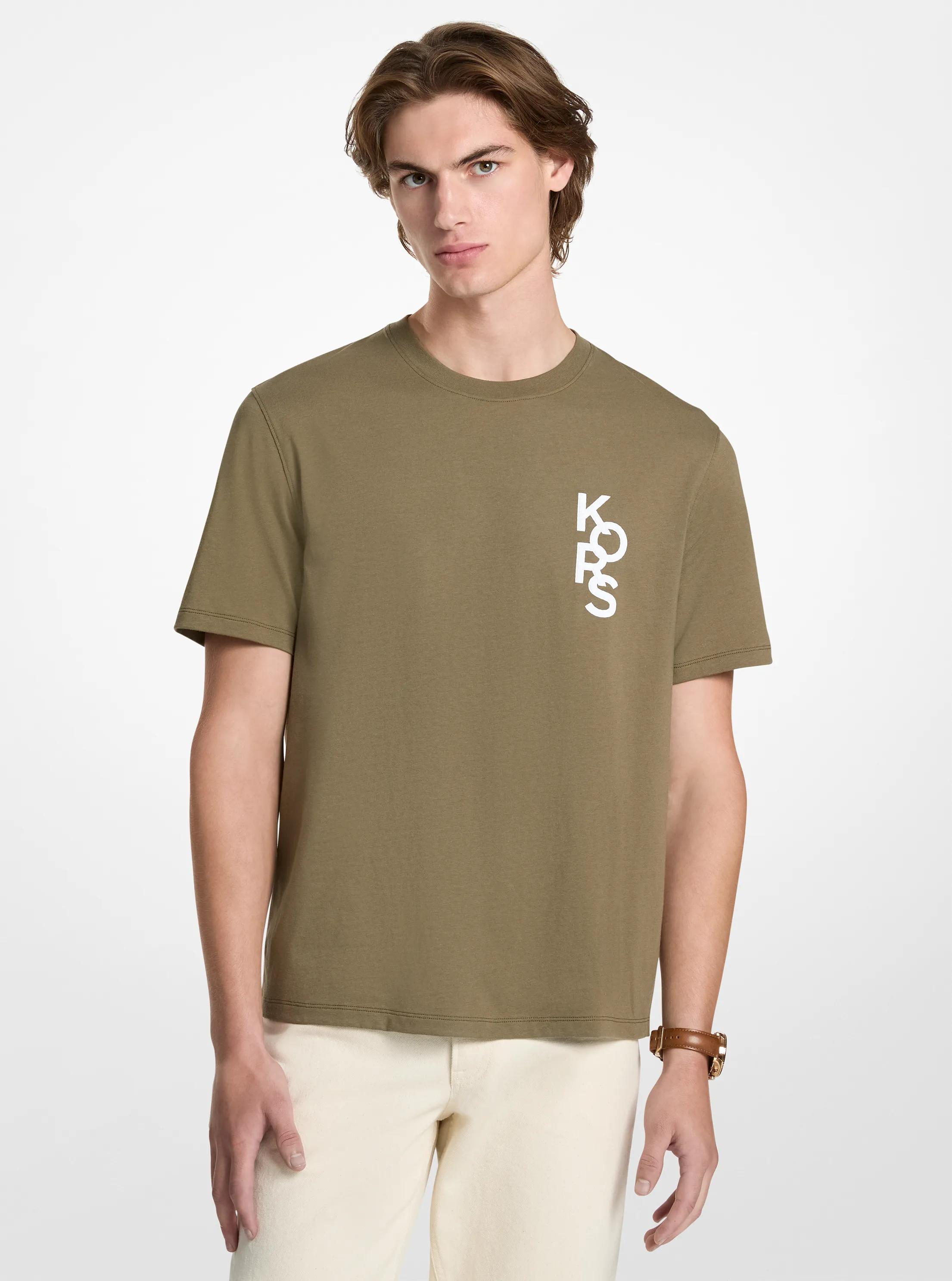 Graphic Logo Cotton Jersey T-Shirt in OLIVE | Michael Kors