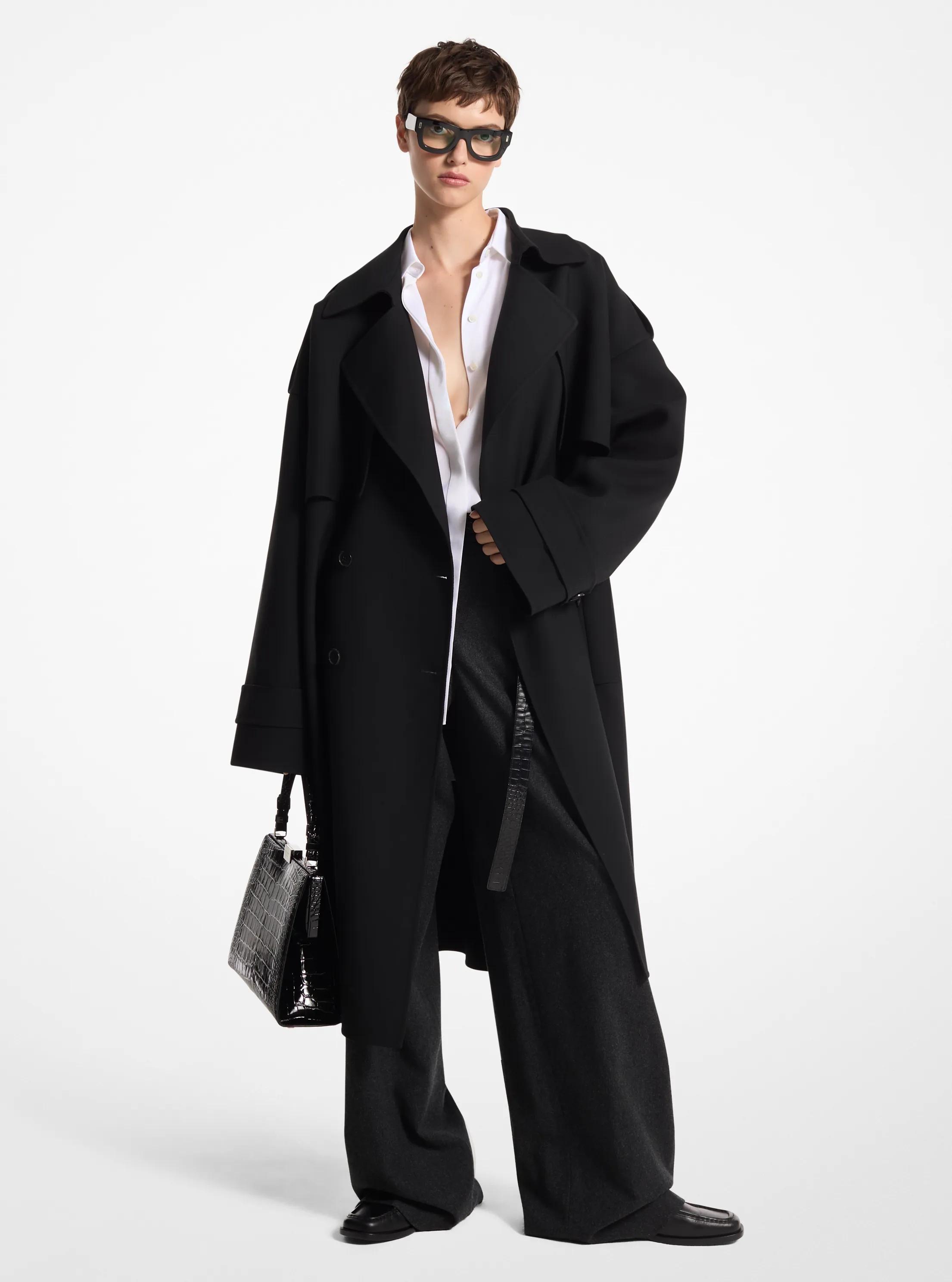Gabardina de mezcla de lana de doble cara in NEGRO | Michael Kors