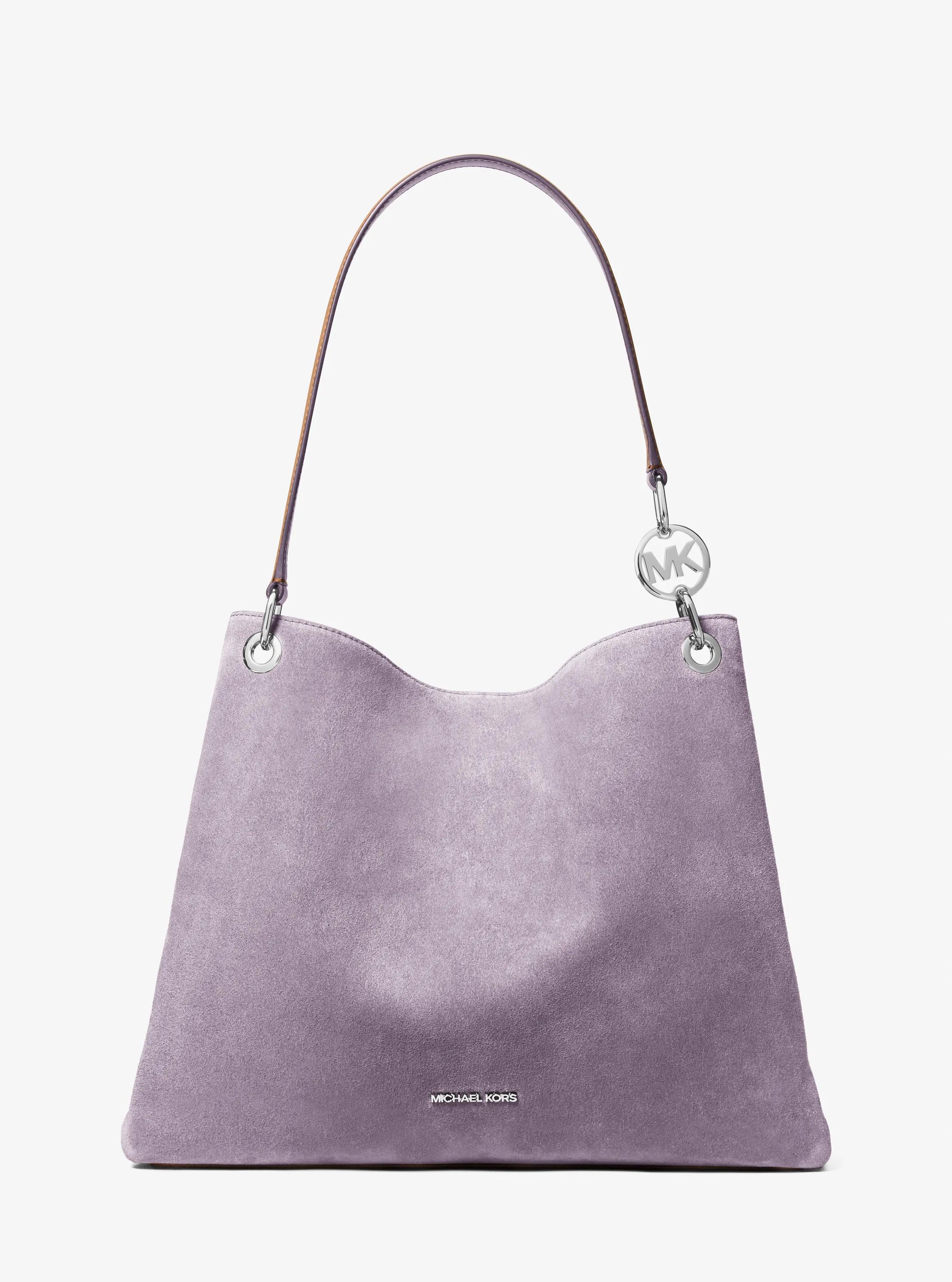 Christina Large Suede Shoulder Bag in LT QUARTZ | Michael Kors