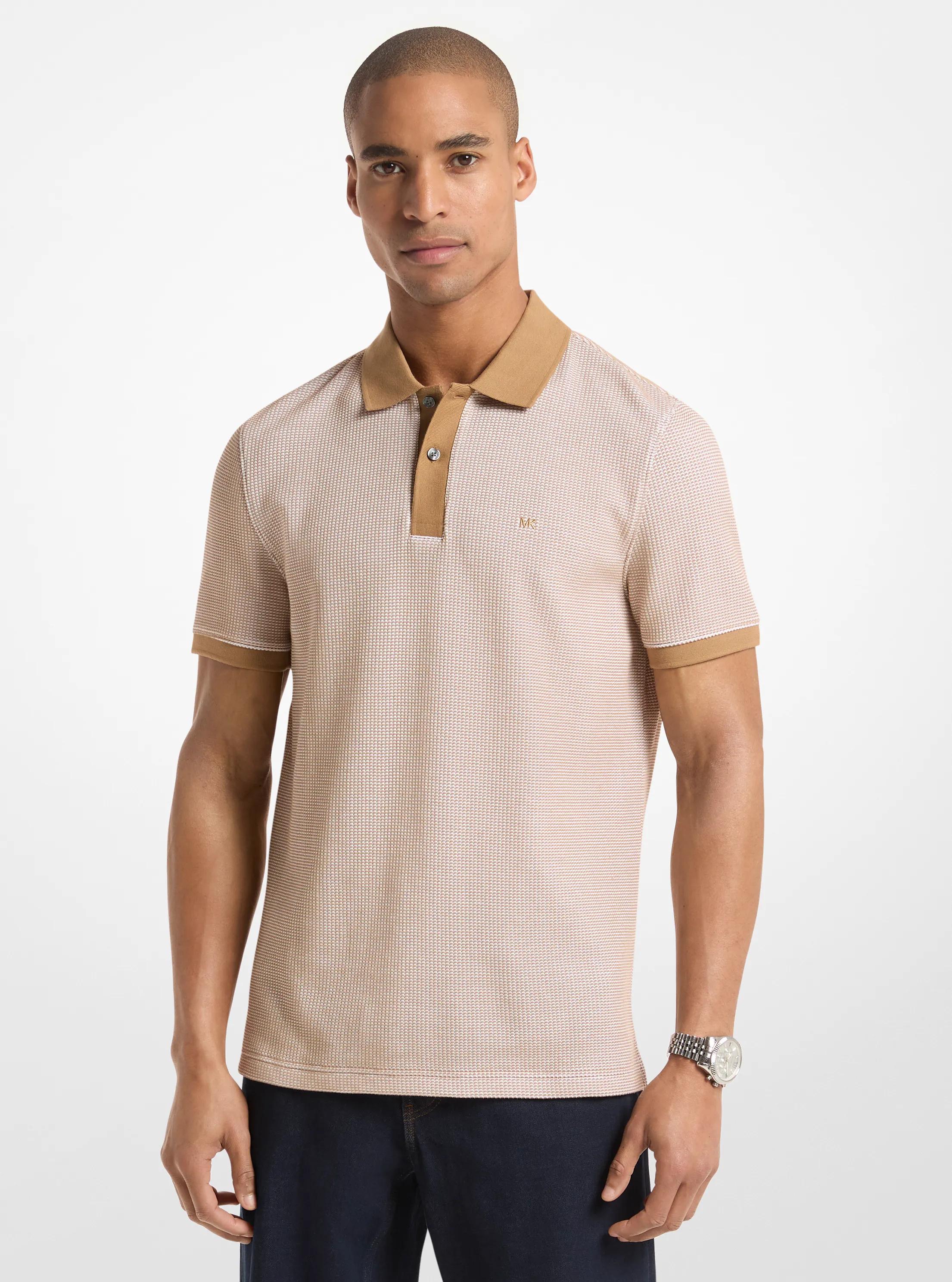 Polo en coton gaufr&eacute; extensible in POIL DE CHAMEAU FONC&Eacute; | Michael Kors