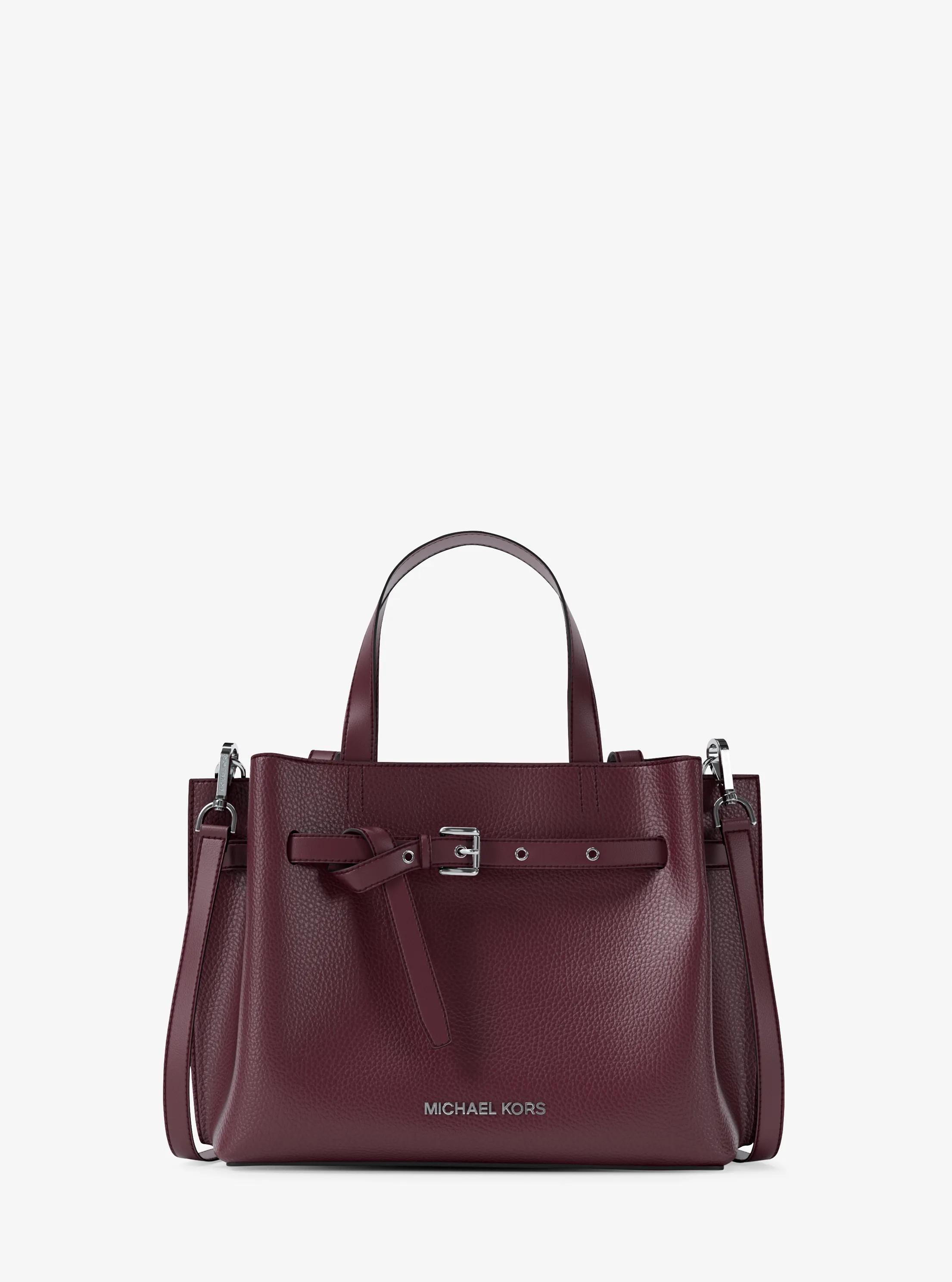 Emilia Small Pebbled Leather Satchel in OXBLOOD | Michael Kors