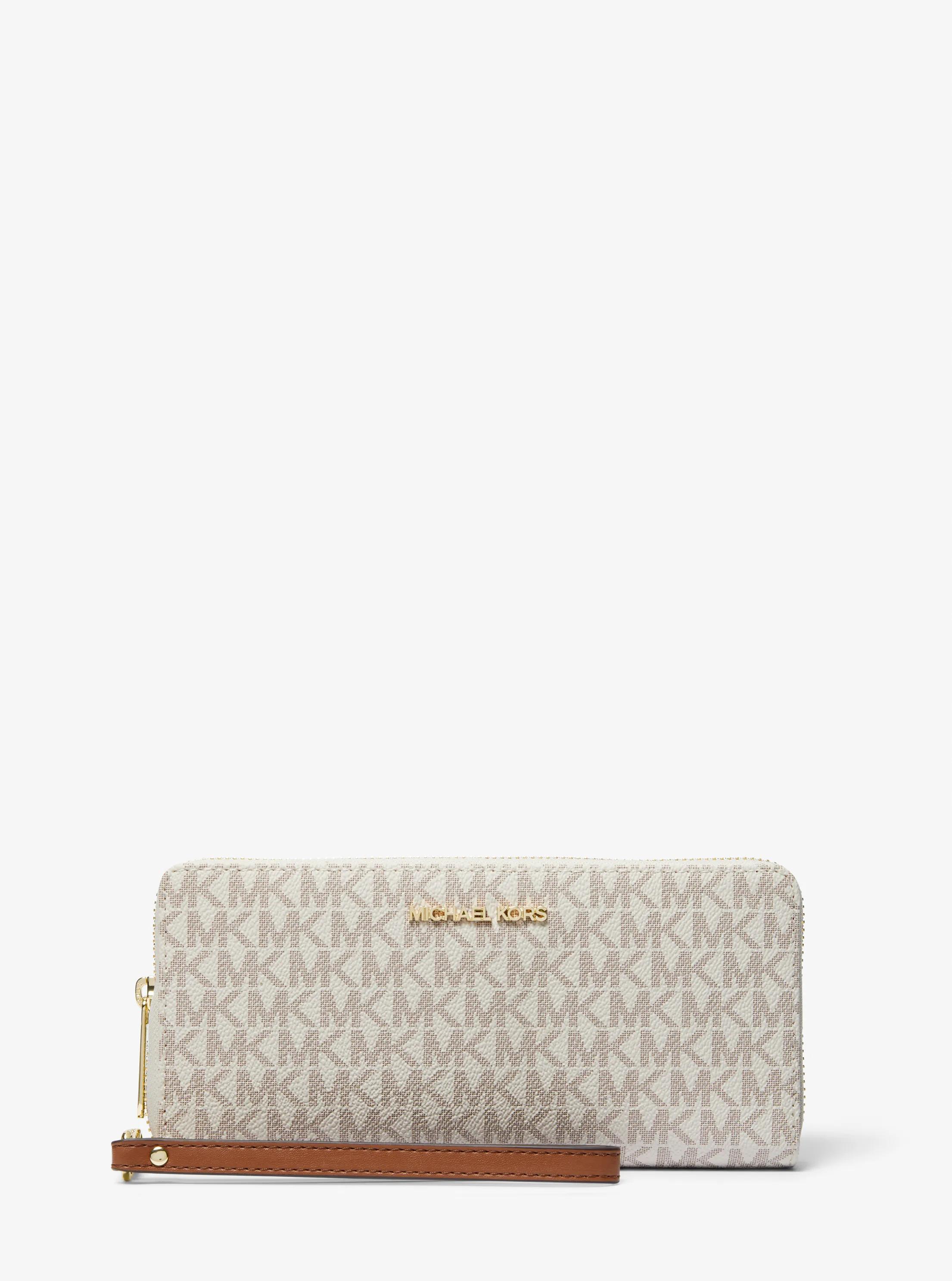 Jet Set Travel Large Logo Continental Wristlet in VANILLA | Michael Kors