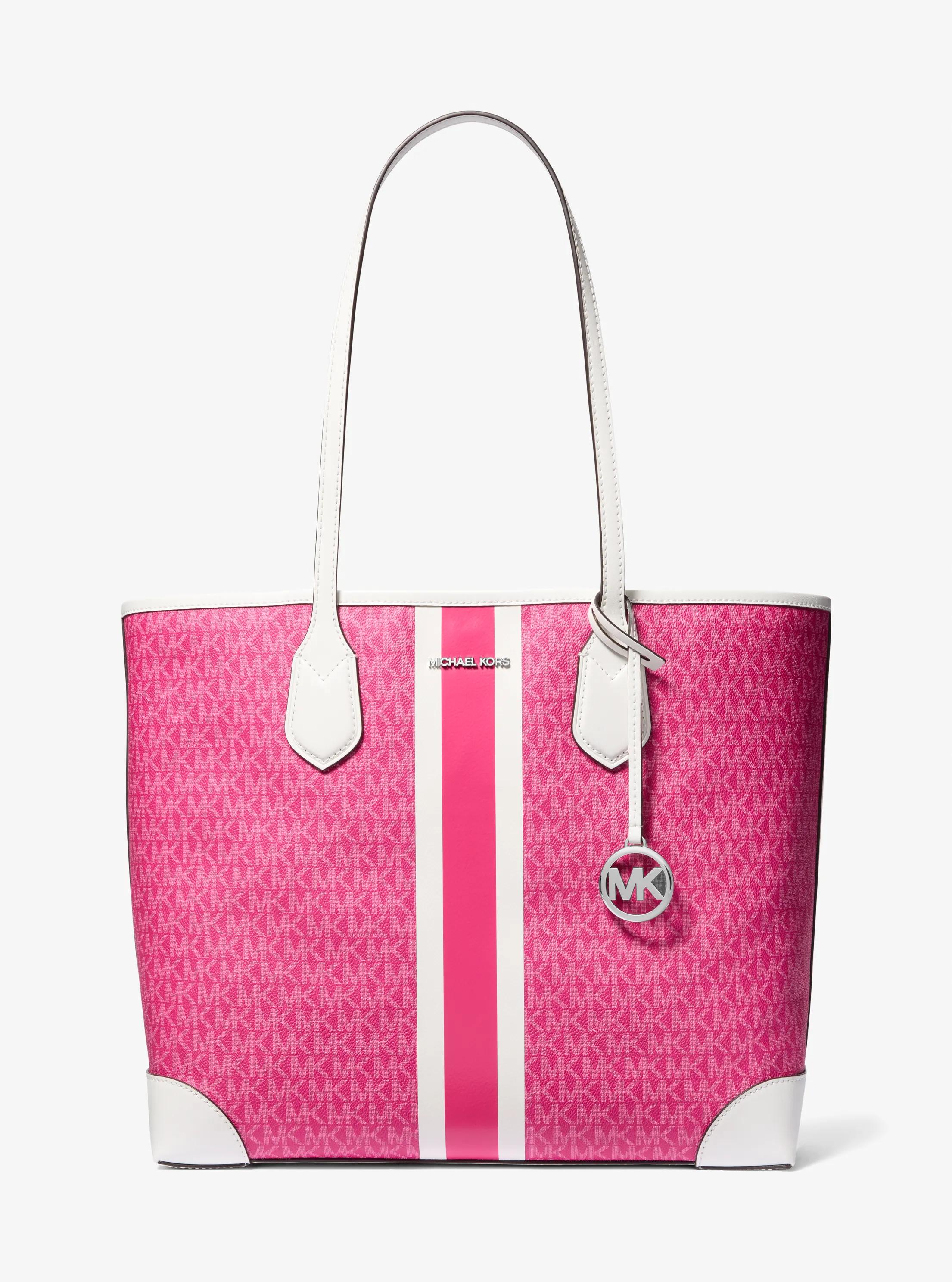 Bolso tote Eva grande de rayas con logotipo de la marca in PITAYA | Michael Kors