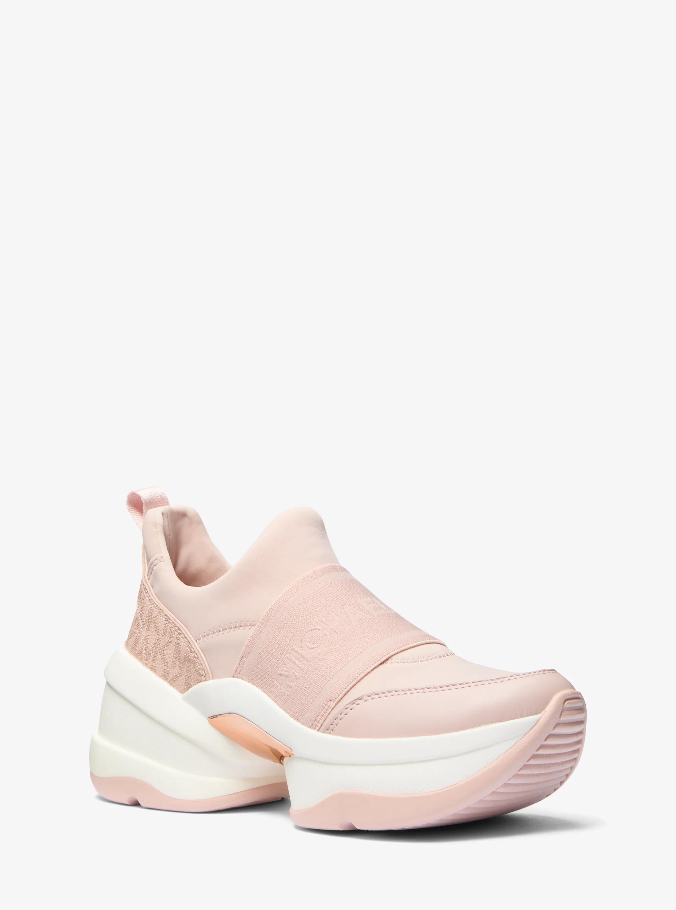 Olympia Nylon Blend and Signature Logo Slip-On Trainer in SOFT PINK | Michael Kors