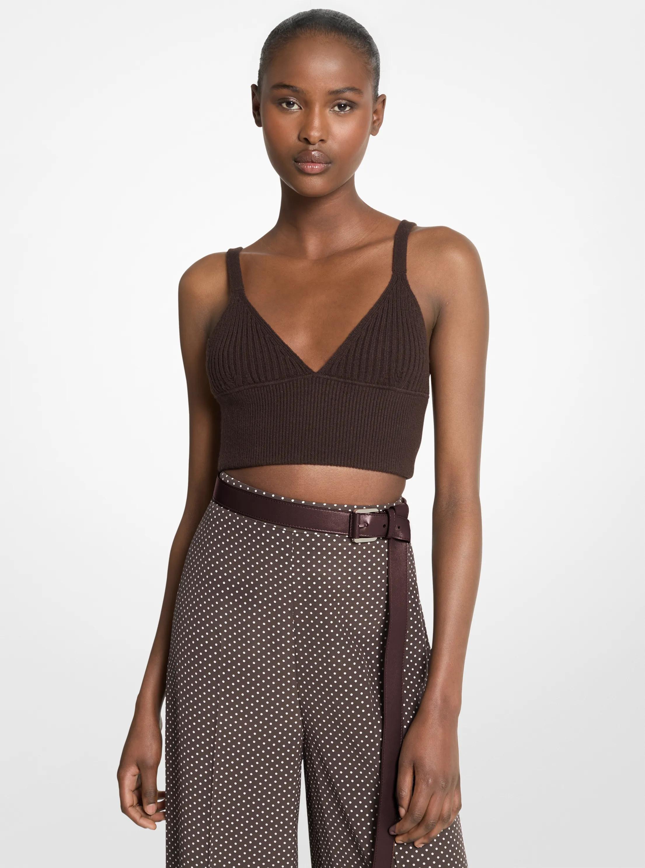 Bralette de cachemira el&aacute;stico in CHOCOLATE | Michael Kors