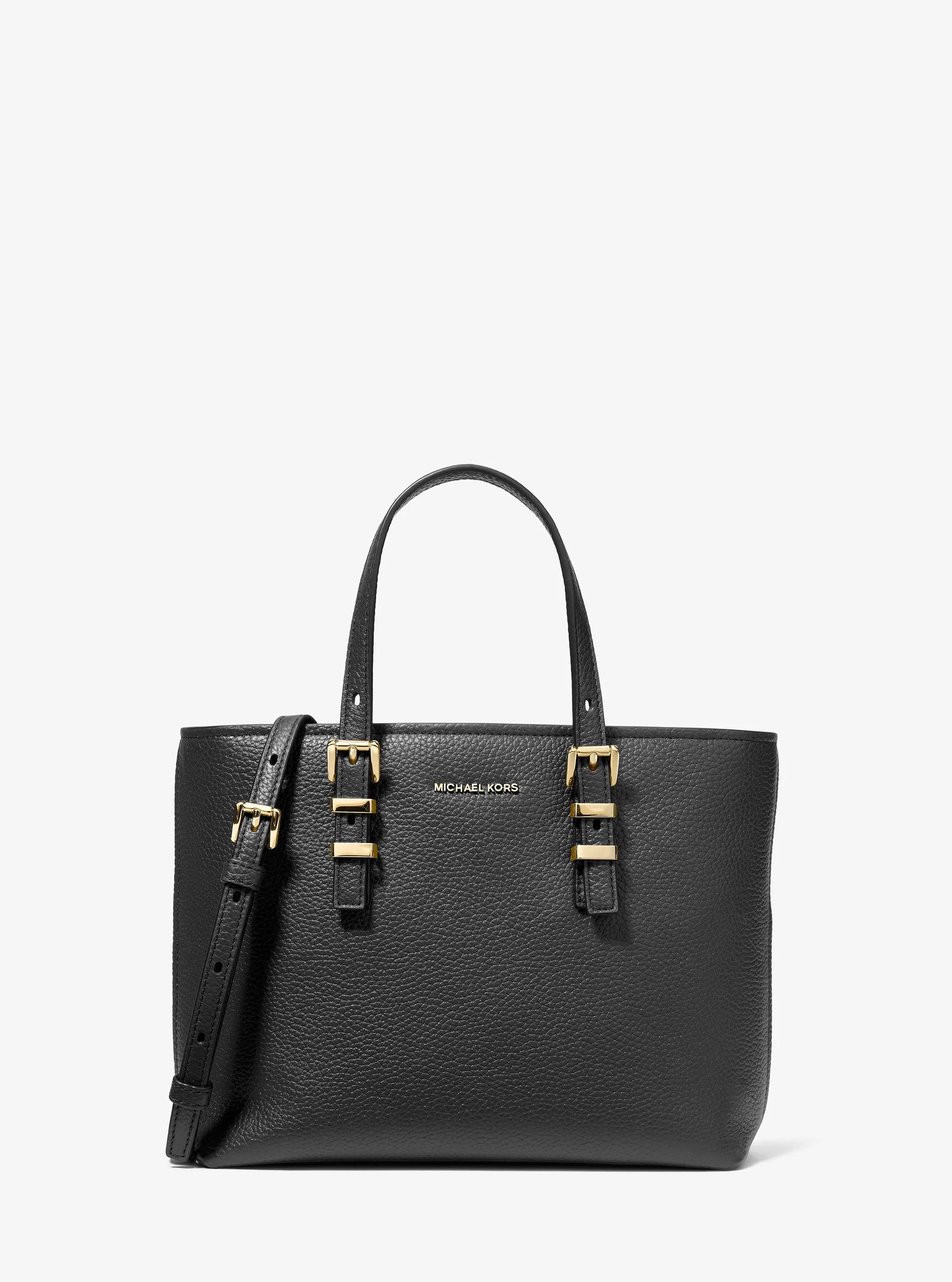Quinn Small Pebbled Leather Convertible Crossbody Bag in BLACK | Michael Kors