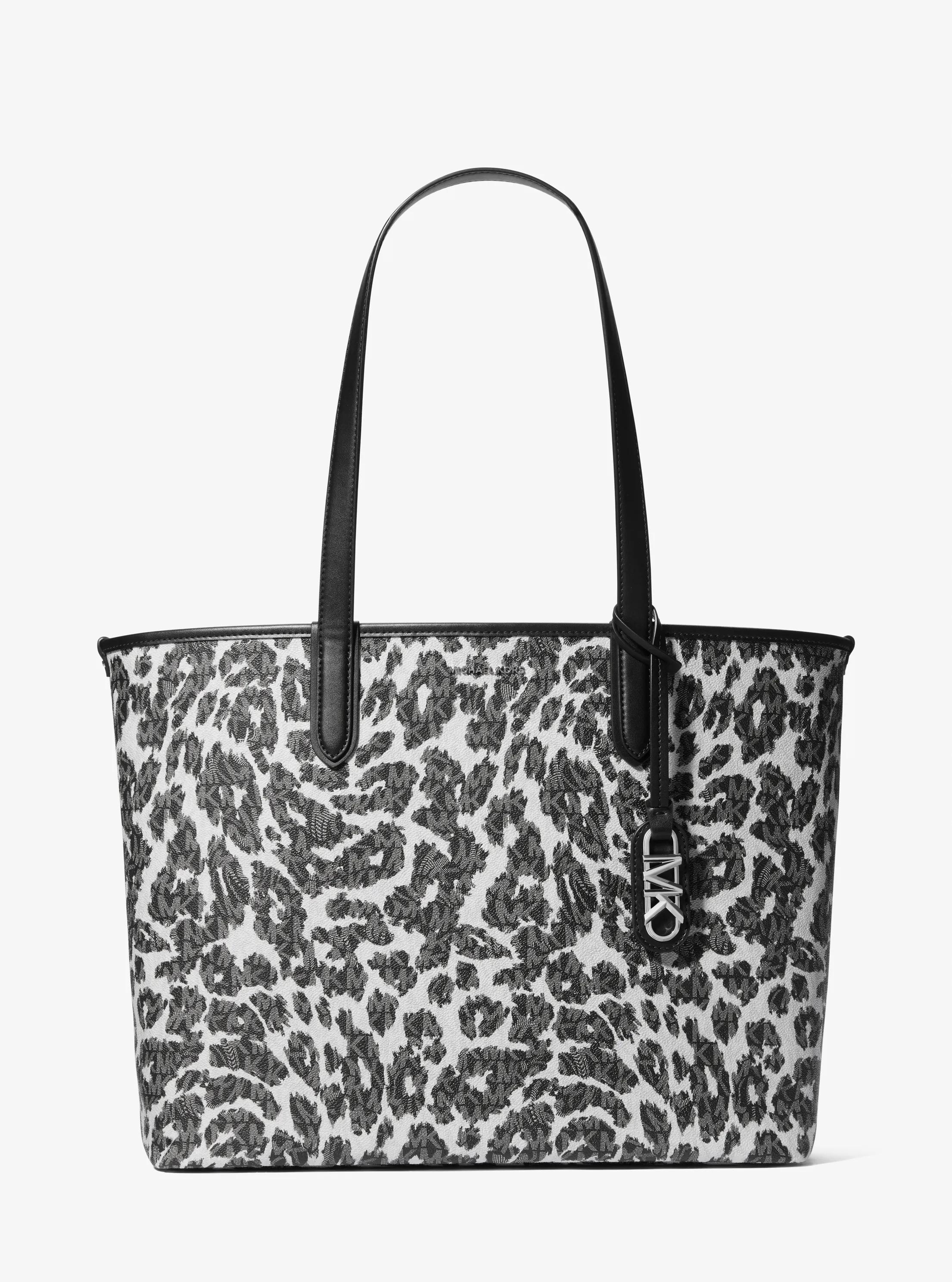 Bolso tote Eliza extragrande con logotipo y estampado de leopardo in NEGRO COMBINADO | Michael Kors