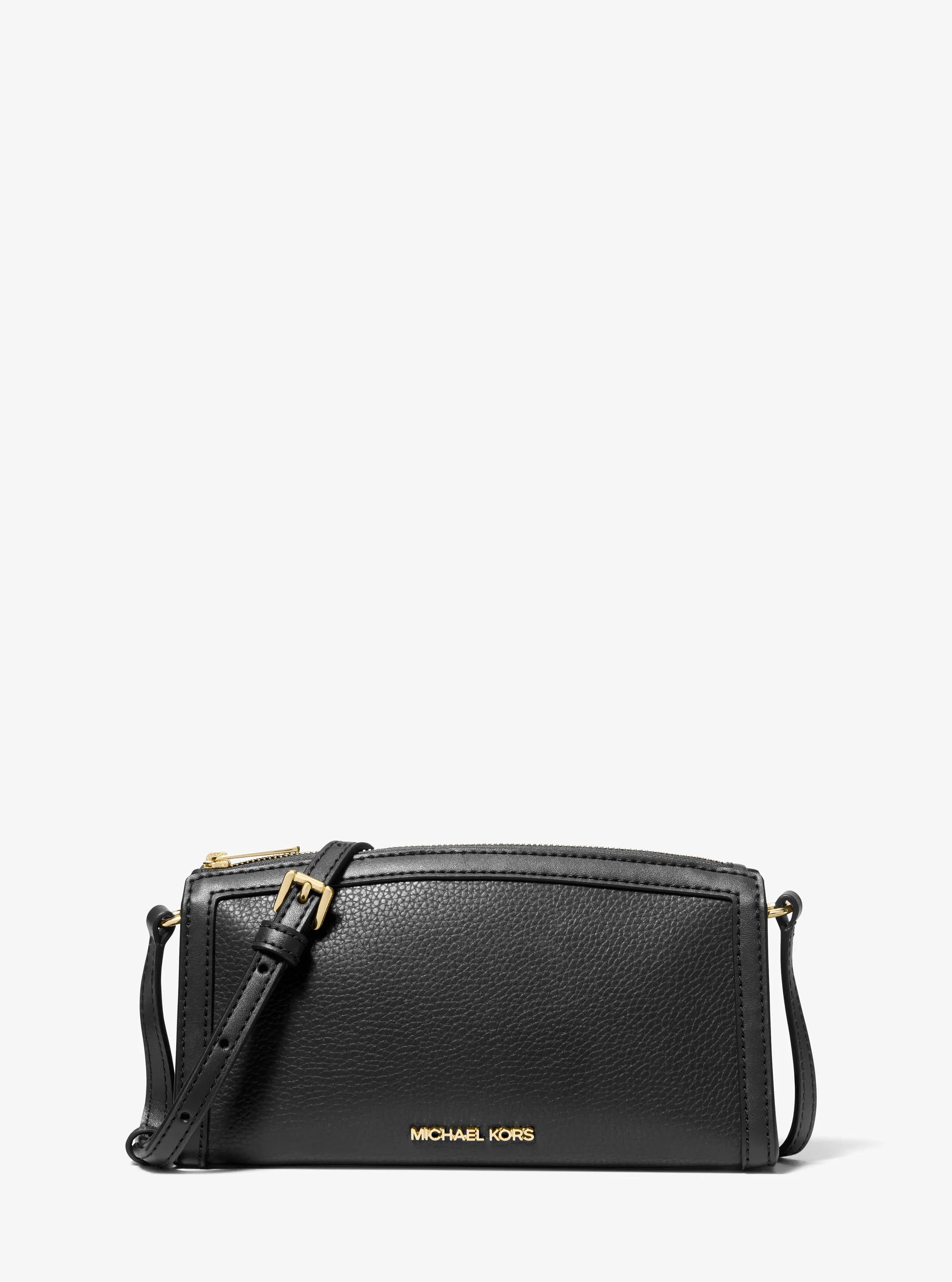 Jet Set Medium Pebbled Leather Crossbody Bag in BLACK | Michael Kors