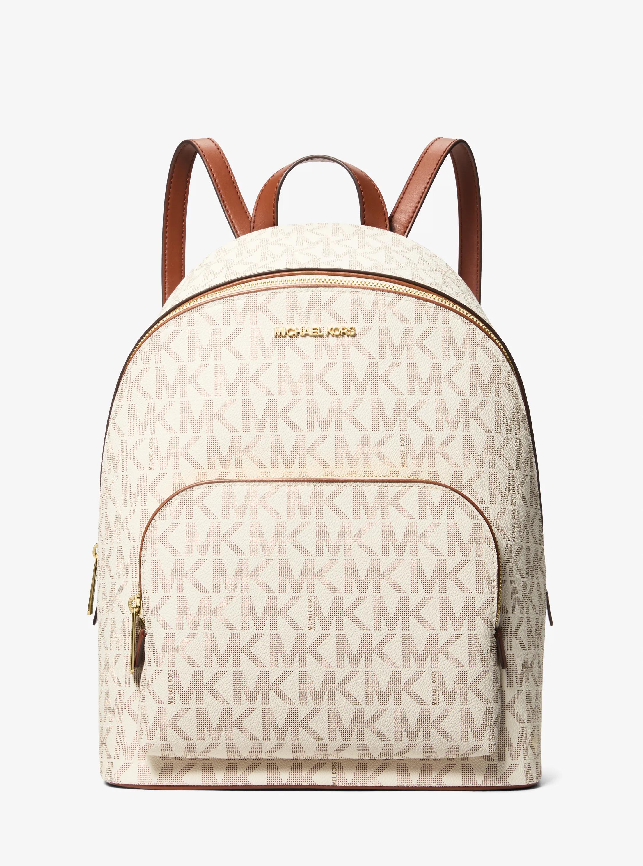 Connie Medium Signature Logo Backpack in VANILLA/LUGGAGE | Michael Kors